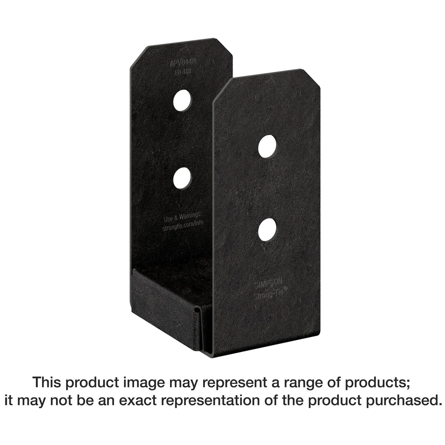Simpson Strong-Tie APVB44R Outdoor Accents Avant Collection ZMAX, Black Powder-Coated Post Base for 4x4 Rough - Image 1