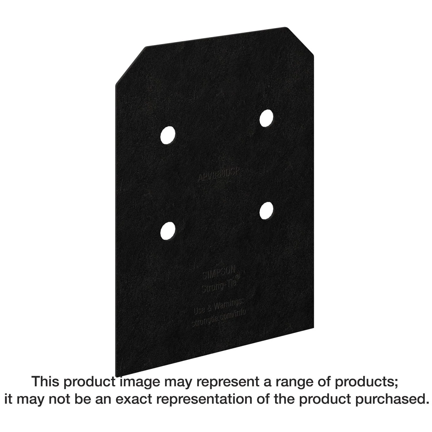 Simpson Strong-Tie APVB88DSP Outdoor Accents Avant Collection ZMAX, Black Post Base Side Plate for 8x, 2-Pack - Image 1