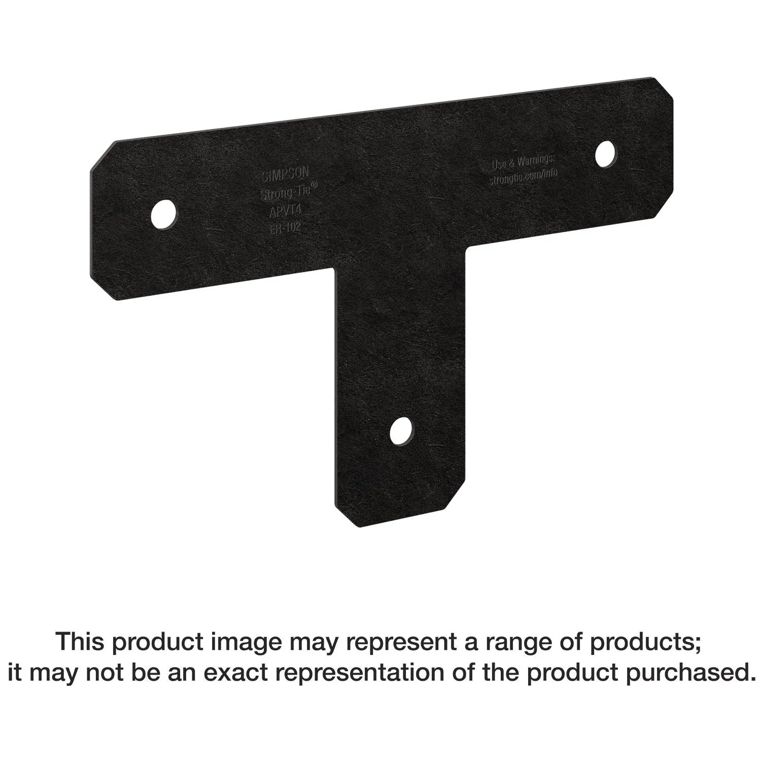 Simpson Strong-Tie APVT4 Outdoor Accents Avant Collection ZMAX, Black Powder-Coated T Strap for 4x4 - Image 1