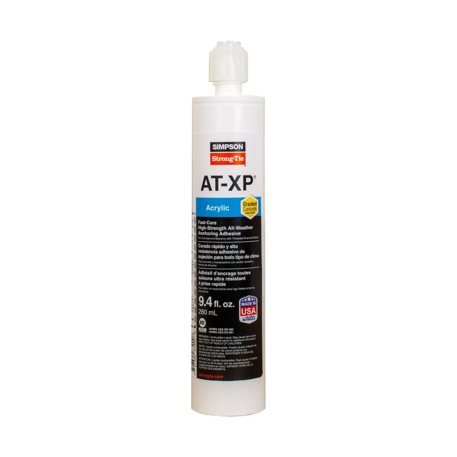 Simpson Strong-Tie AT-XP10 AT-XP 9.4-oz. High-Strength Acrylic Anchoring Adhesive Cartridge w/ Nozzle - Image 2