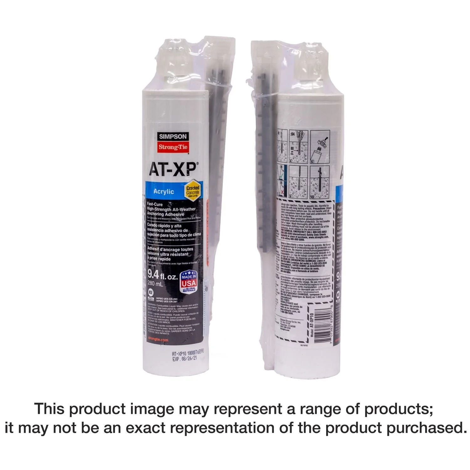 Simpson Strong-Tie AT-XP10 AT-XP 9.4-oz. High-Strength Acrylic Anchoring Adhesive Cartridge w/ Nozzle - Image 3