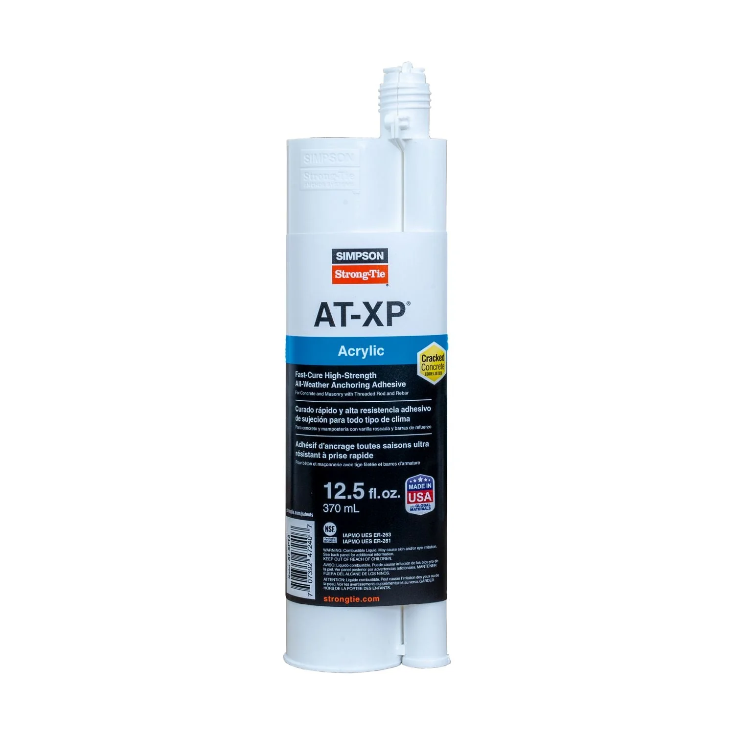 Simpson Strong-Tie AT-XP 12.5-oz. High-Strength Acrylic Anchoring Adhesive Cartridge w/ Nozzle (AT-XP13) - Image 3