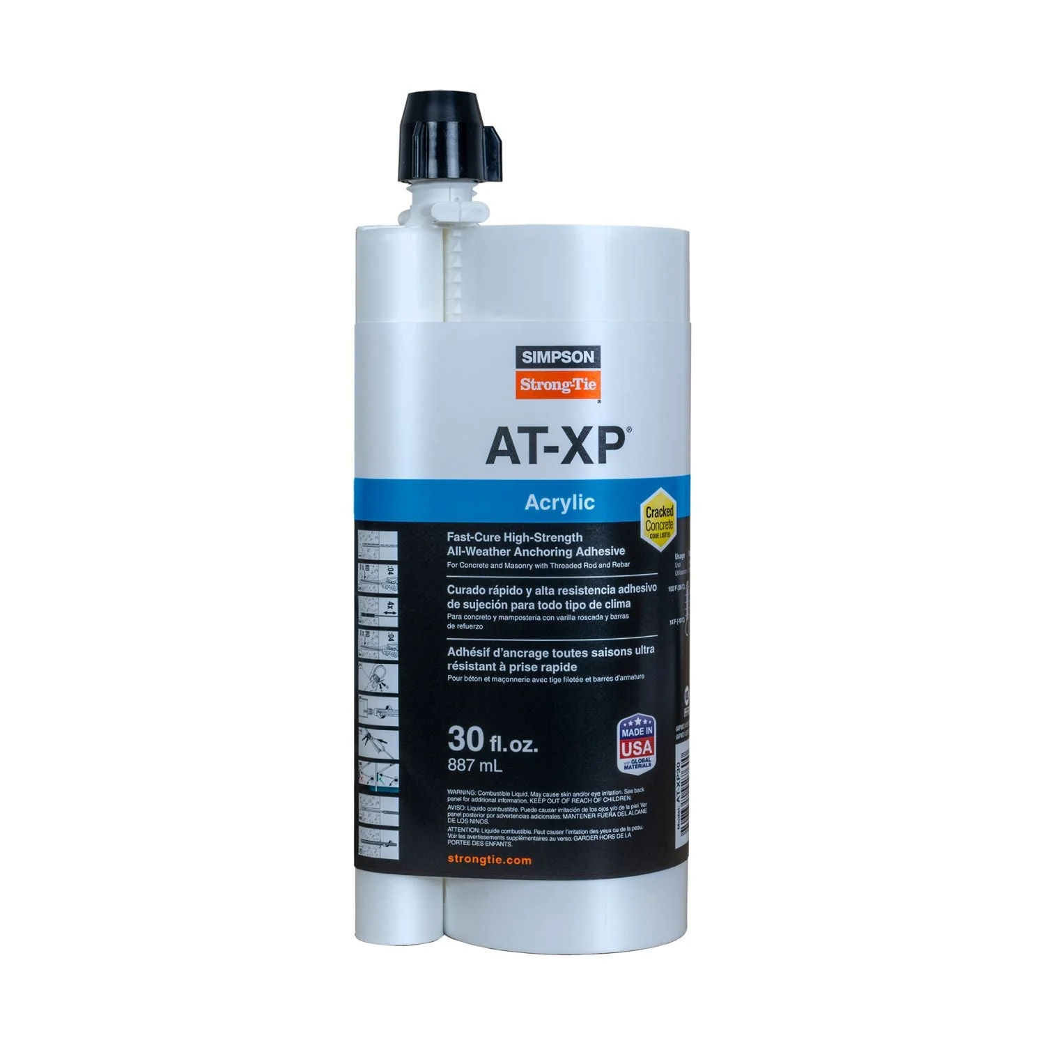 Simpson Strong-Tie AT-XP 30-oz. High-Strength Acrylic Anchoring Adhesive Cartridge w/ Nozzle (AT-XP30) - Image 3