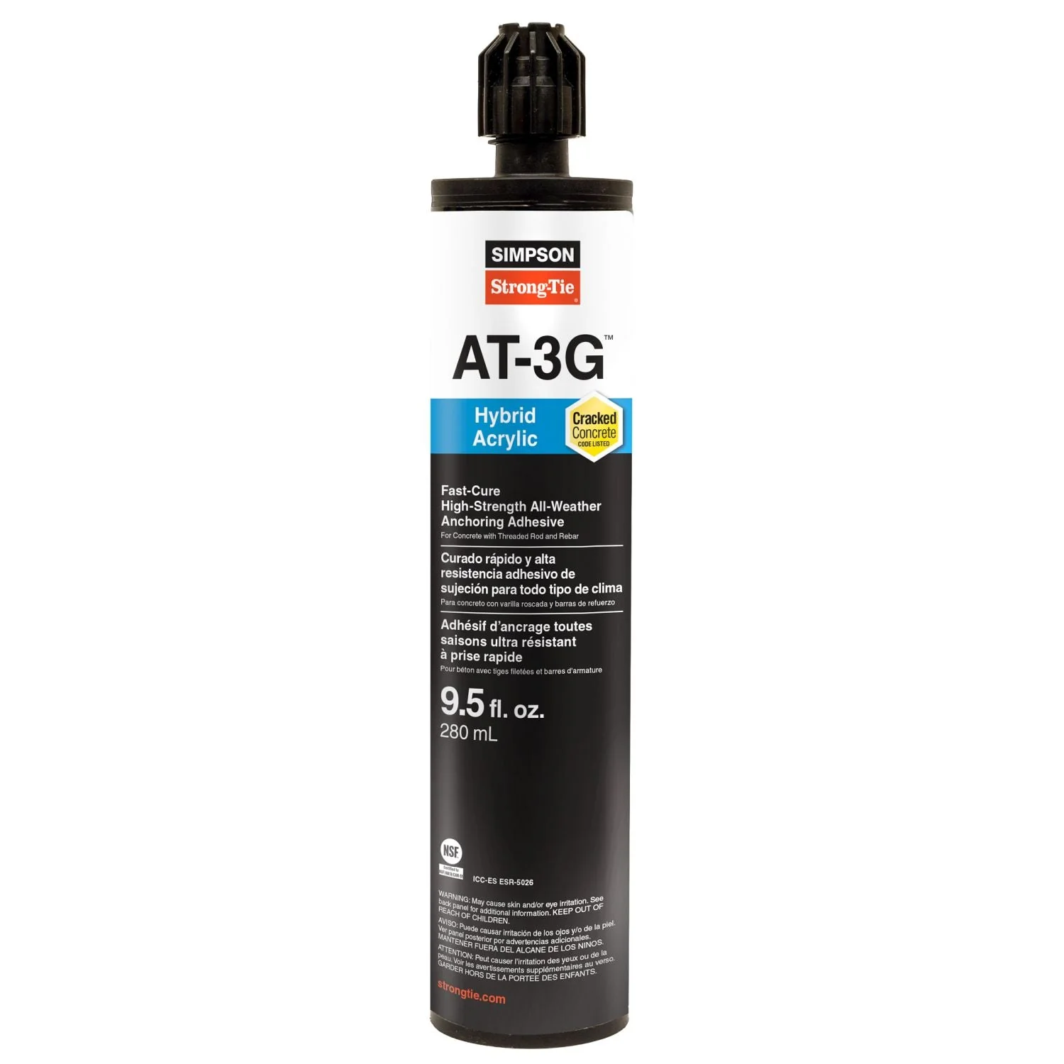 Simpson Strong-Tie AT3G10 AT-3G 9.5-oz. High-Strength Acrylic Anchoring Adhesive Cartridge w/ Nozzle - Image 2