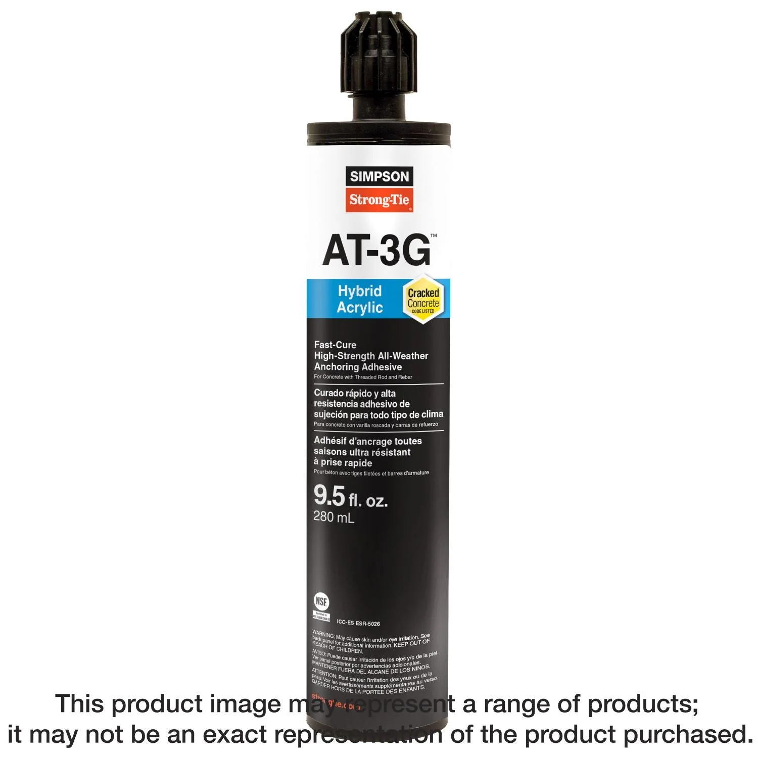 Simpson Strong-Tie AT3G10 AT-3G 9.5-oz. High-Strength Acrylic Anchoring Adhesive Cartridge w/ Nozzle - Image 3