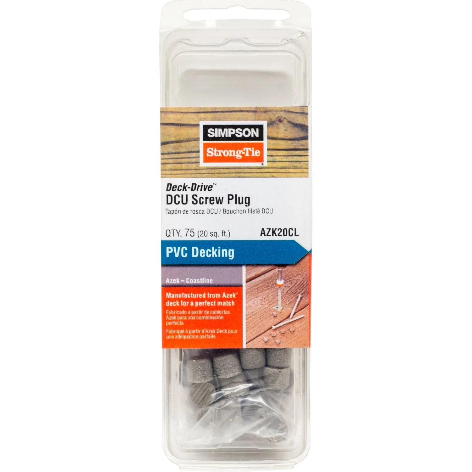 Simpson Strong-Tie AZK20CL Deck-Drive DCU Screw Plug,  Azek Coastline, 75-Pack - Image 2