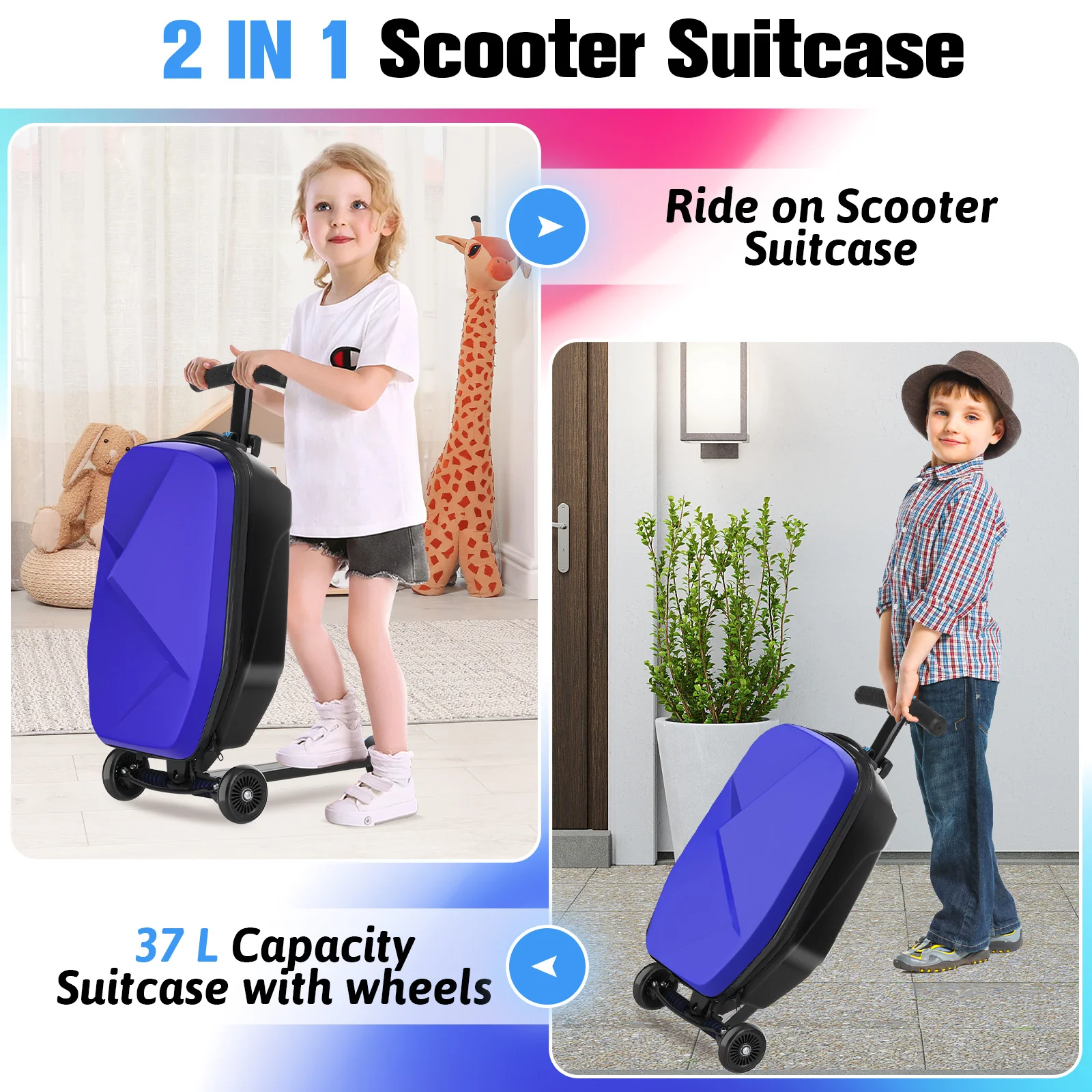 Advwin Foldable Hardshell Scooter Suitcase Blue - Image 2