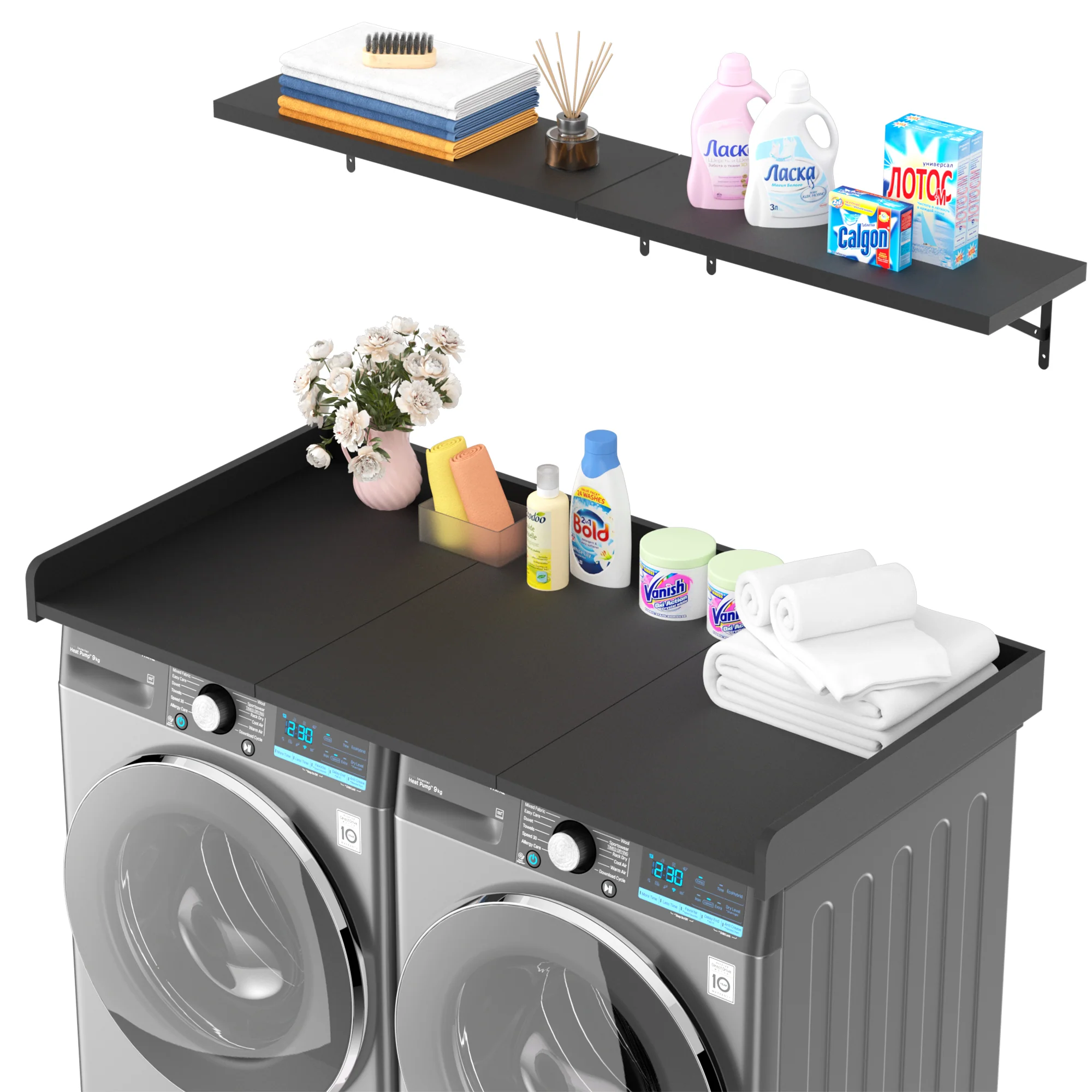Advwin Washer Dryer Countertop 54″ 2-Layer Shelves