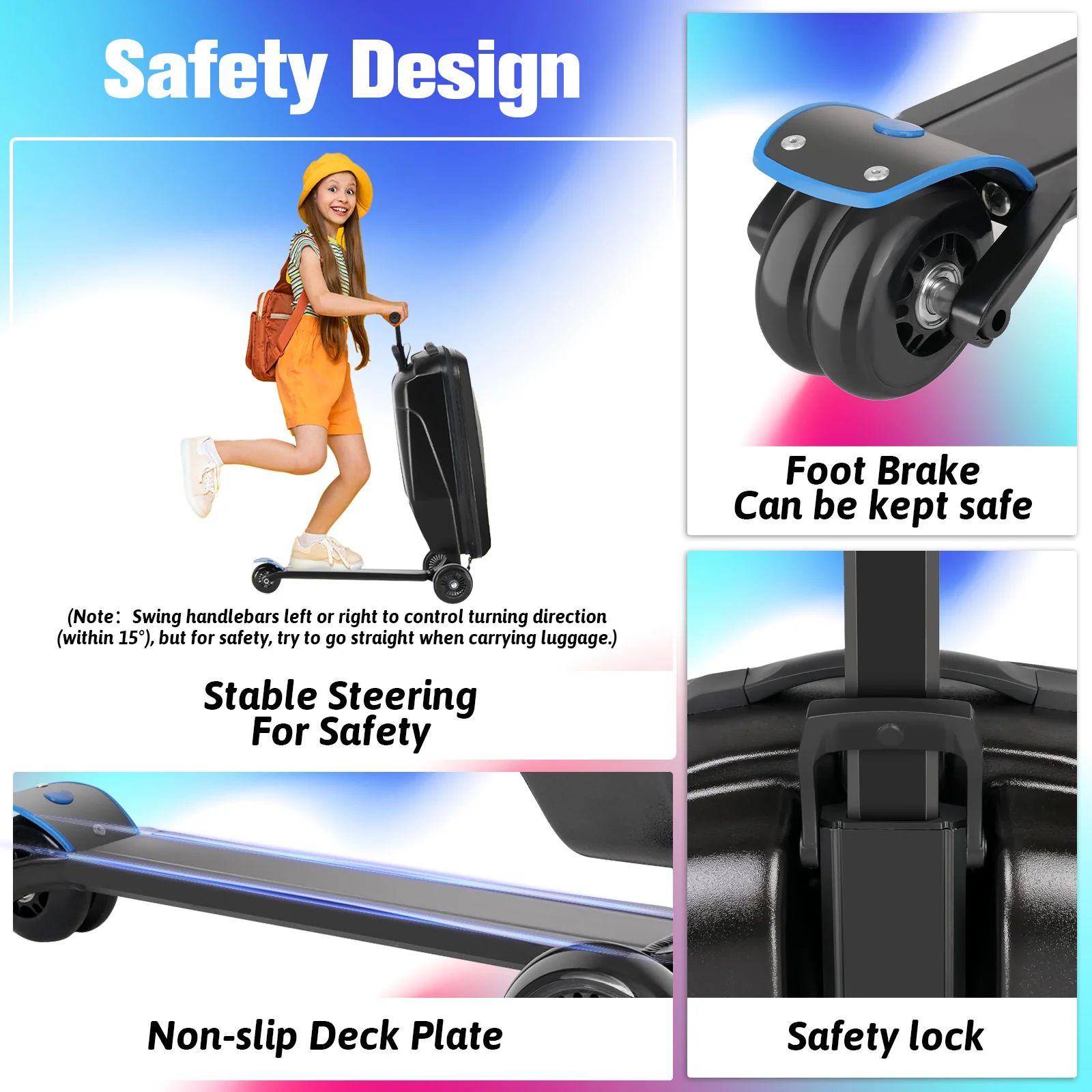 Advwin Foldable Hardshell Scooter Suitcase Black - Image 3