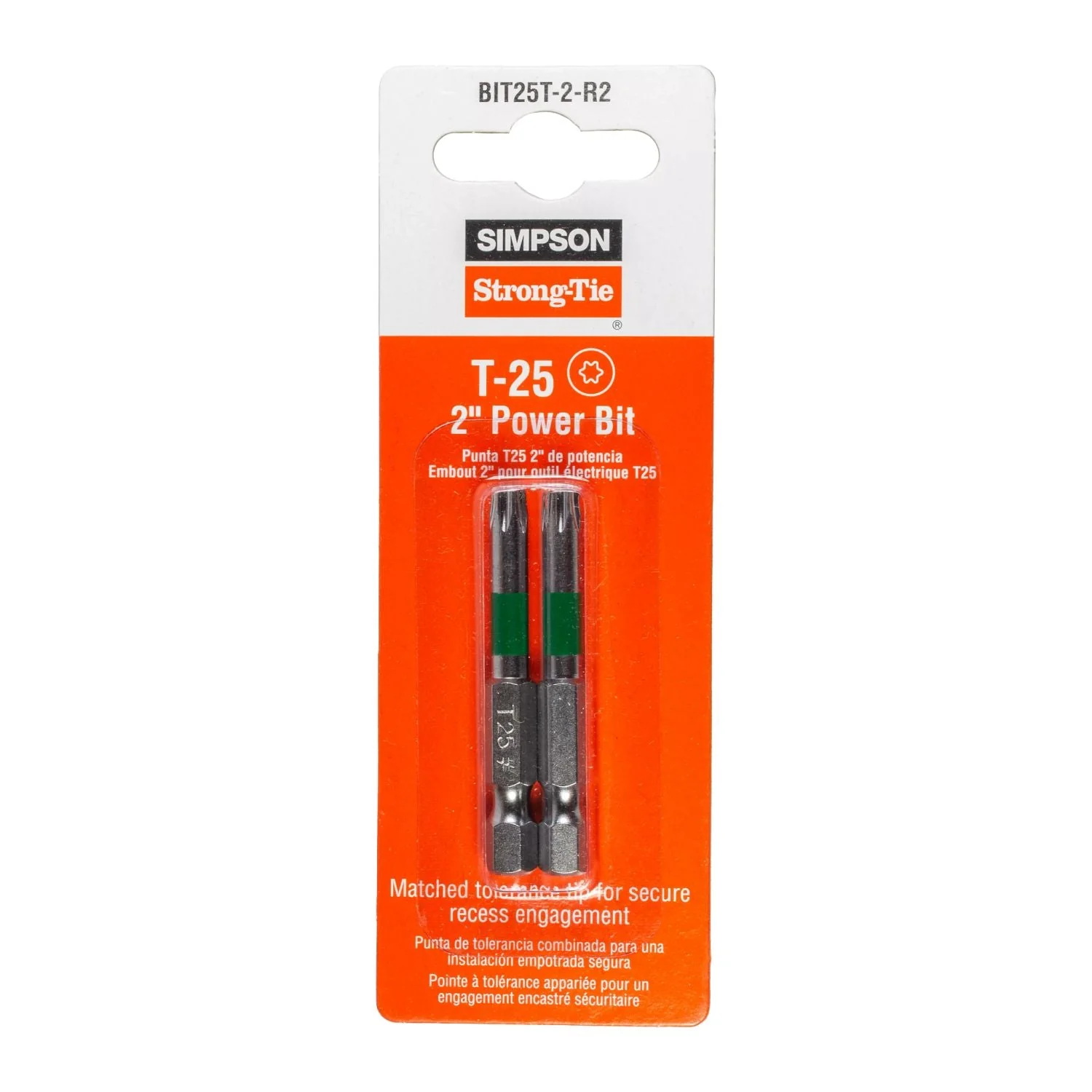 Simpson Strong-Tie BIT25T-2-R2 T25 6-Lobe-Drive 2-in. Power Bit, 2-Pack - Image 2