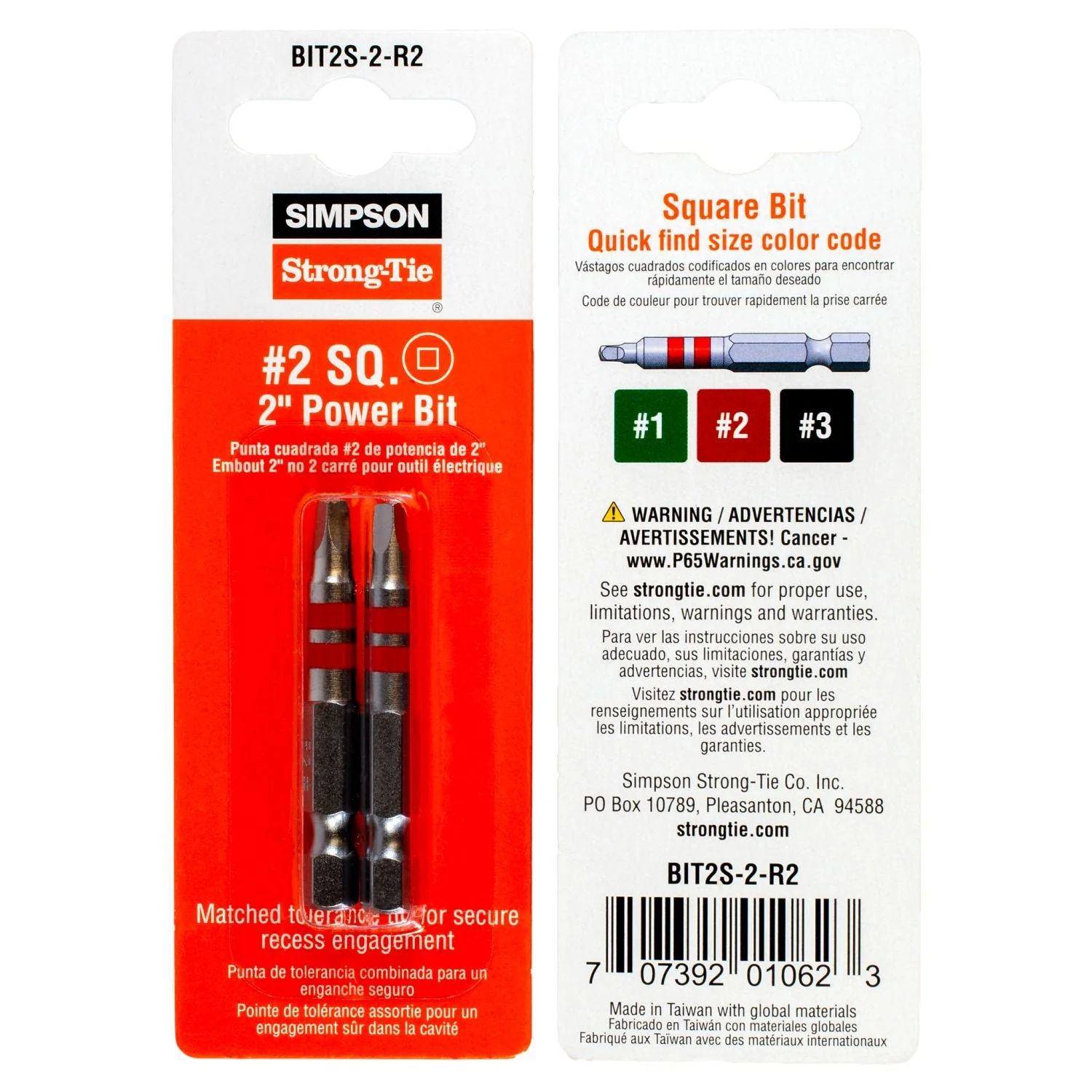 Simpson Strong-Tie BIT2S-2-R2 #2 Square-Drive 2-in. Power Bit, 2-Pack - Image 2