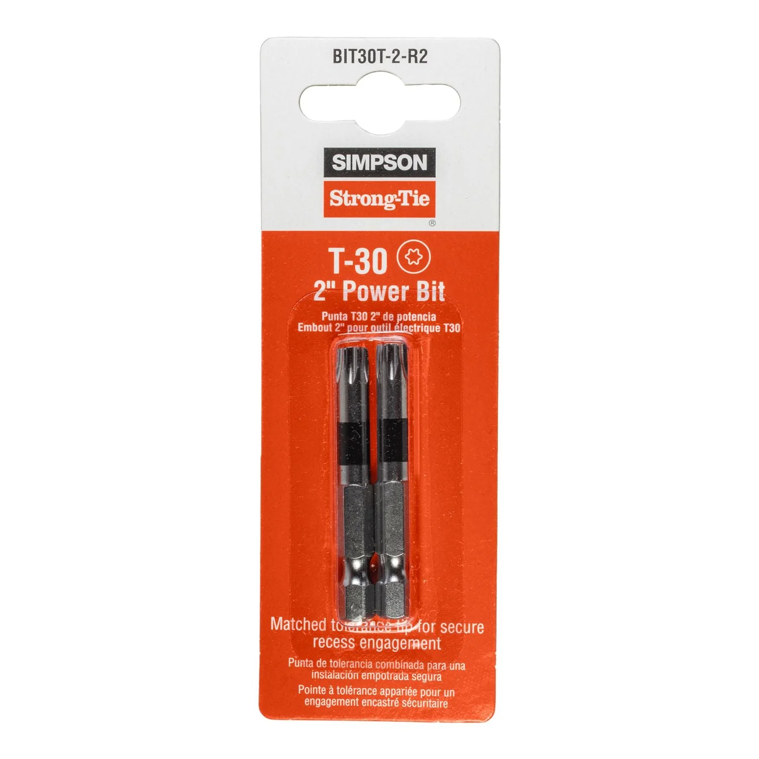 Simpson Strong-Tie BIT30T-2-R2 T30 6-Lobe Drive 2-in. Power Bits, 2-Pack - Image 2