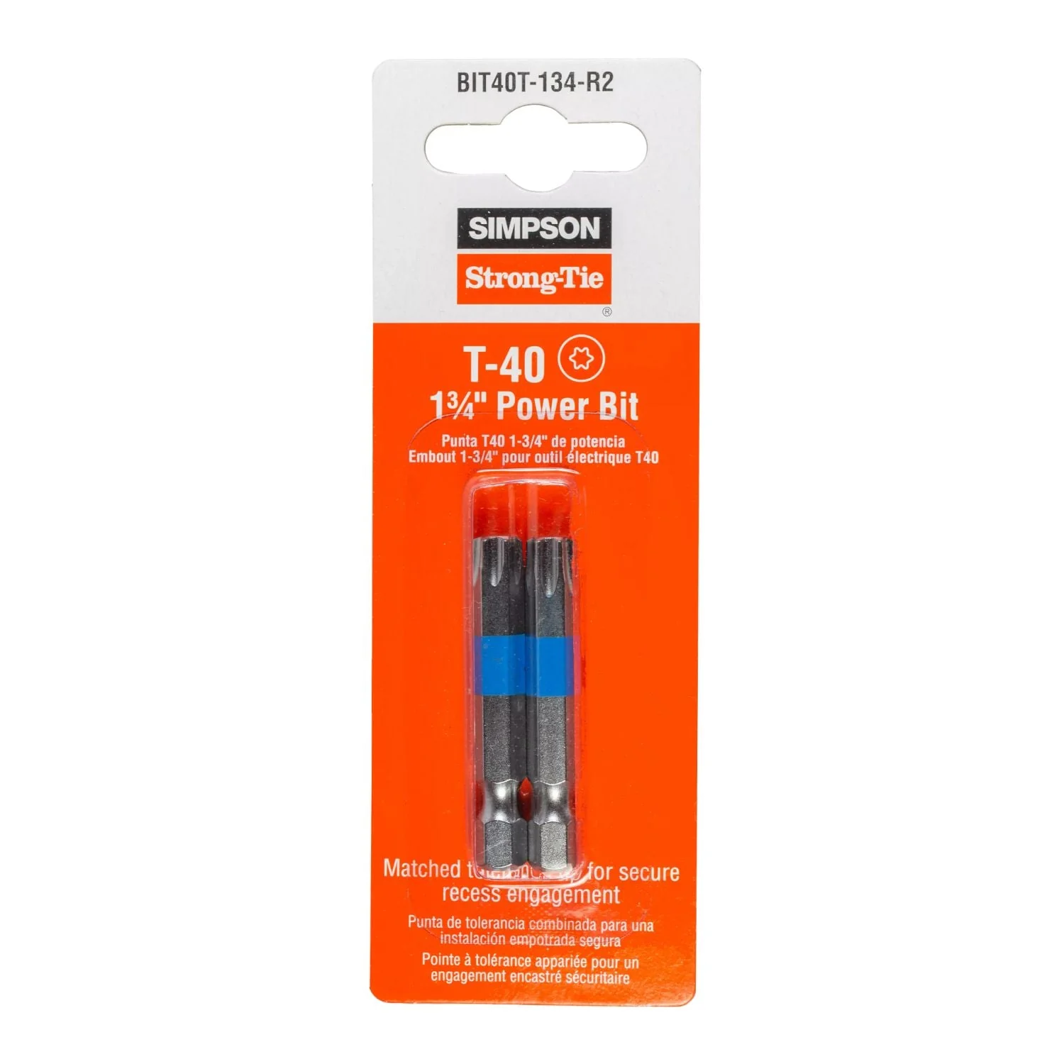 Simpson Strong-Tie BIT40T-134-R2 T40 6-Lobe Drive 1-3/4-in. Power Bit, 2-Pack - Image 2