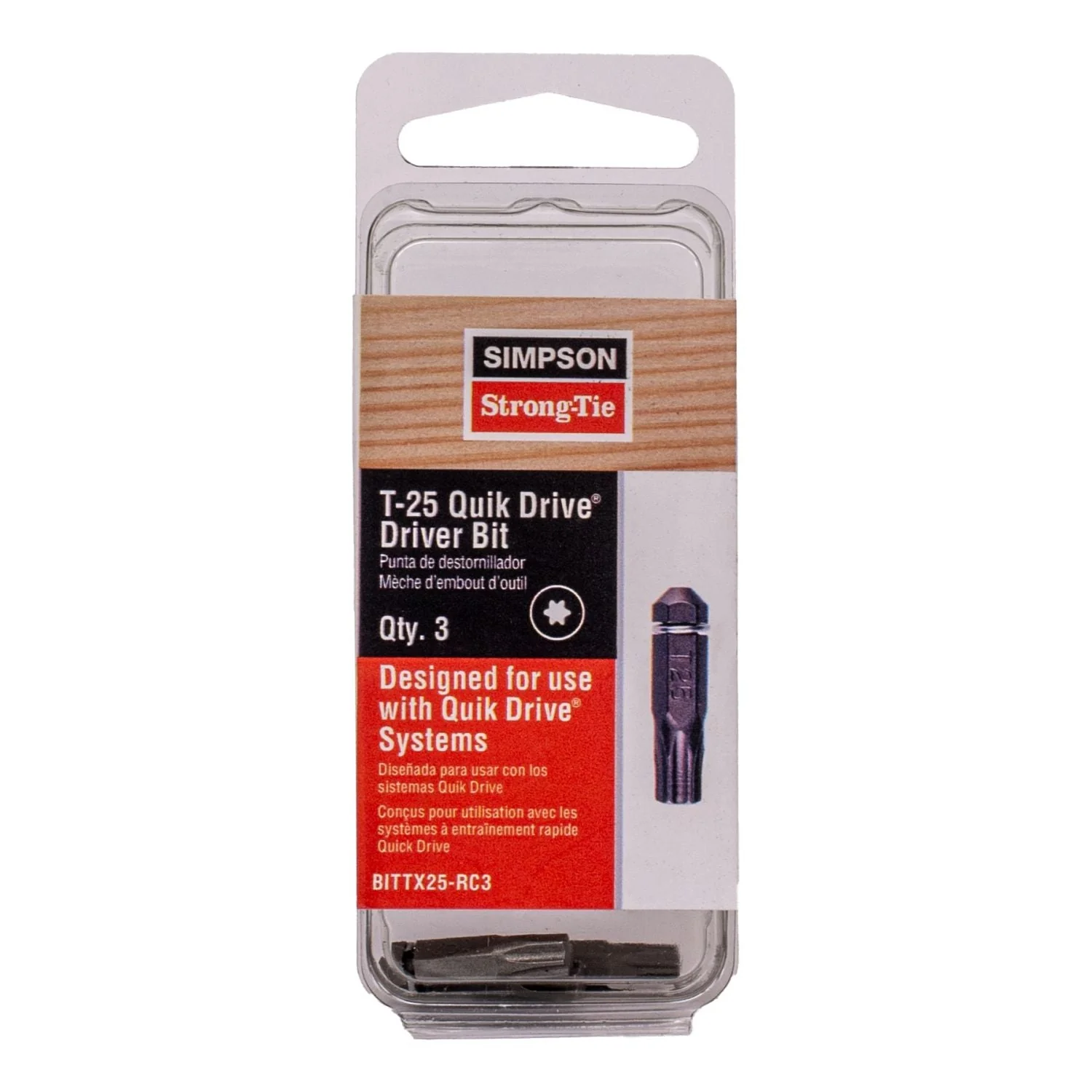 Simpson Strong-Tie BITTX25-RC3 Quik Drive T25 6-Lobe-Drive Bit, 3-Pack - Image 2