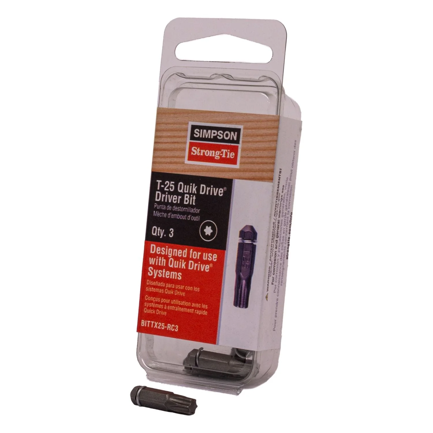 Simpson Strong-Tie BITTX25-RC3 Quik Drive T25 6-Lobe-Drive Bit, 3-Pack - Image 3