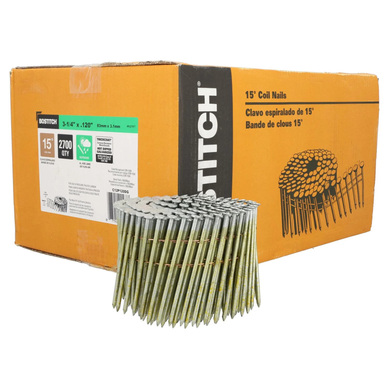 BOSTITCH C8R99BD 2-3/8-in. x .099-in. 34-Degrees Plastic Collated Ring Shank Full Round Head Framing Nails, 60 Boxes of 3600-Nails - Image 3