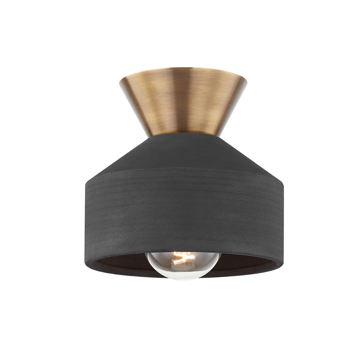 HUDSON VALLEY LIGHTING | COVINA FLUSHMOUNT - PATINA BRASS WITH CERAMIC BLACK | $280.00 - Image 1