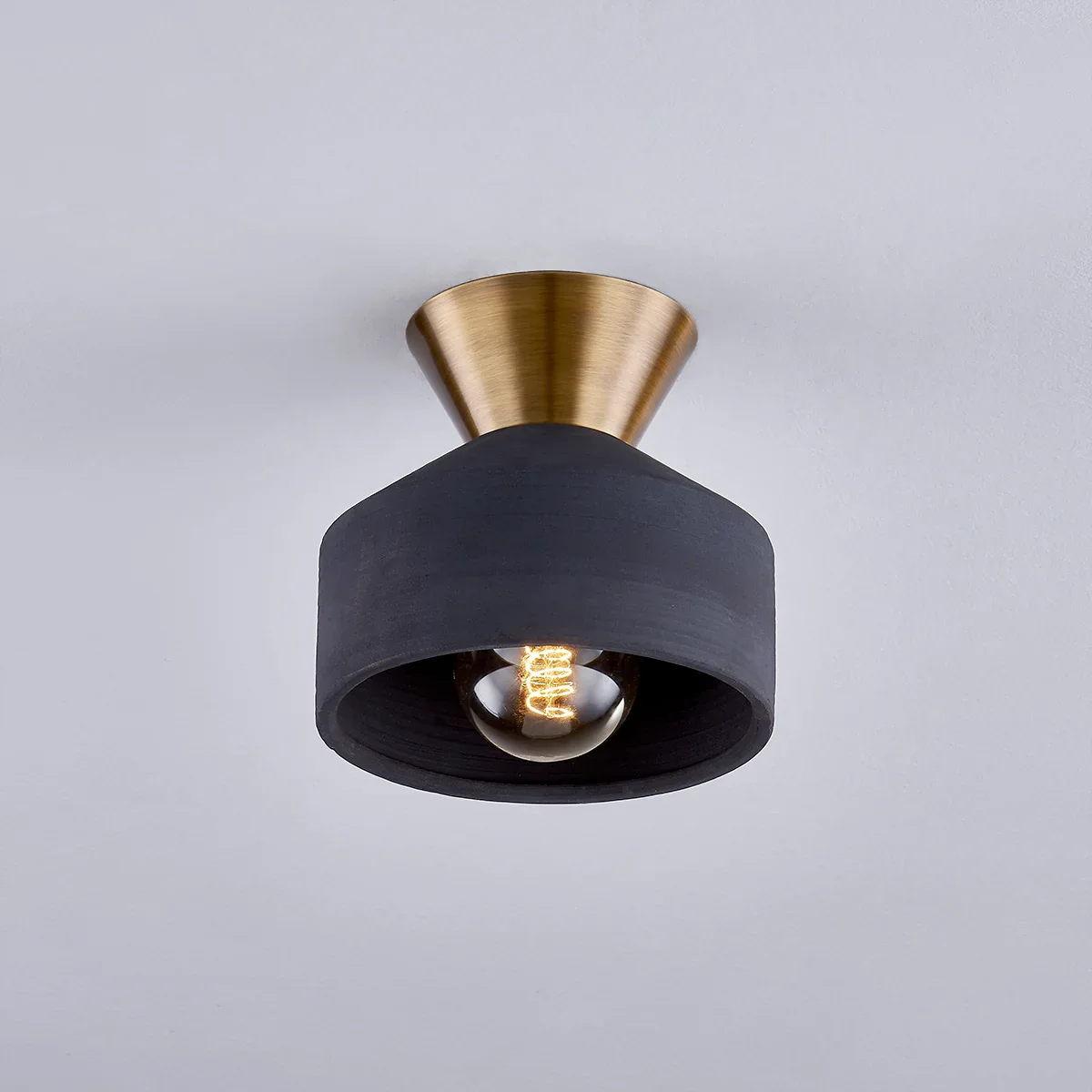 HUDSON VALLEY LIGHTING | COVINA FLUSHMOUNT - PATINA BRASS WITH CERAMIC BLACK | $280.00 - Image 3