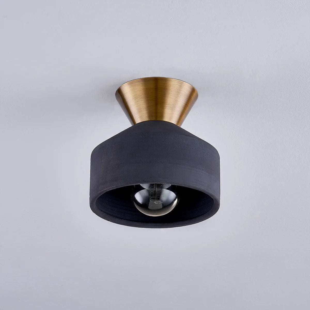 HUDSON VALLEY LIGHTING | COVINA FLUSHMOUNT - PATINA BRASS WITH CERAMIC BLACK | $280.00 - Image 2