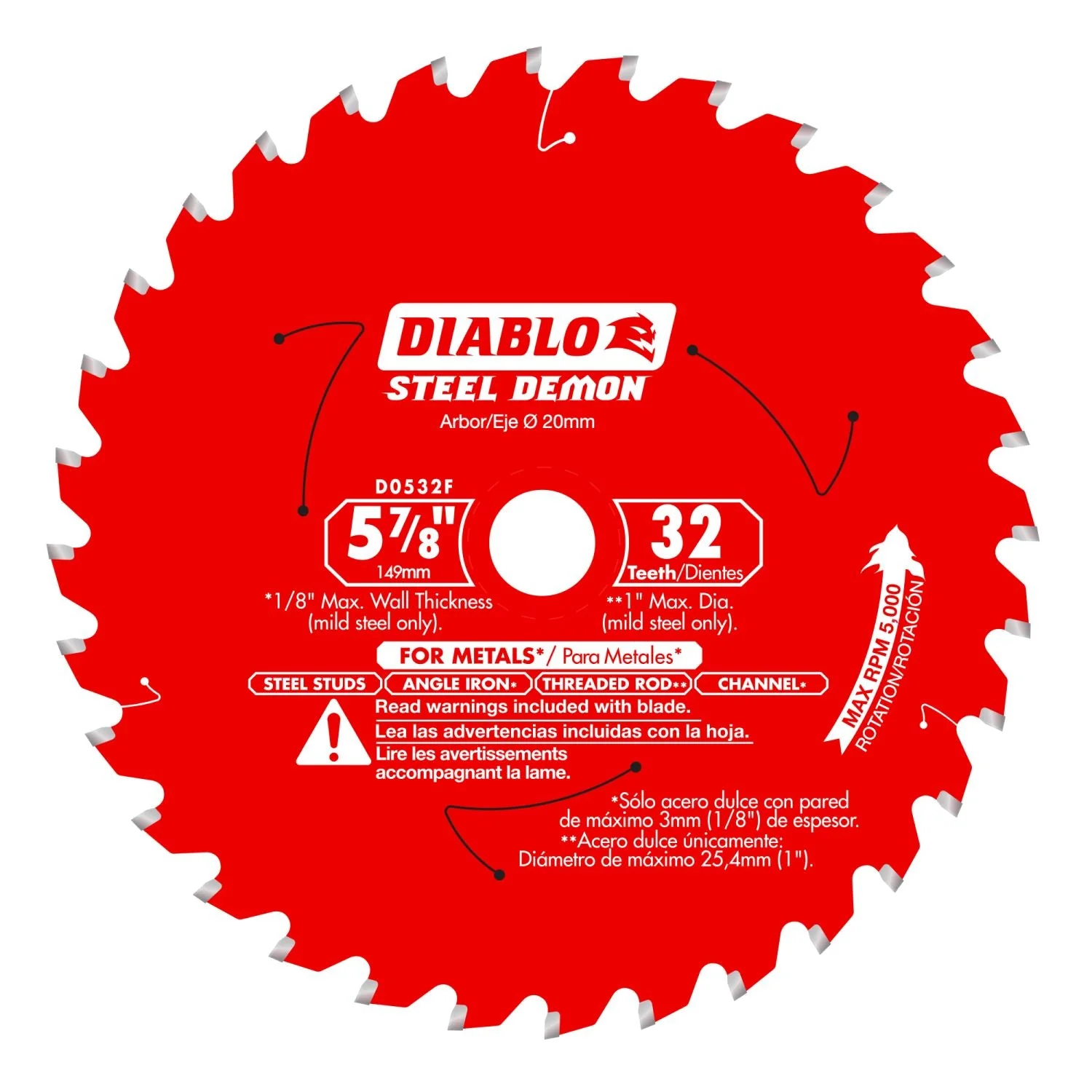 Diablo D0532F 5-7/8-in. x 32-Teeth Steel Demon Saw Blade for Medium Metal - Image 1