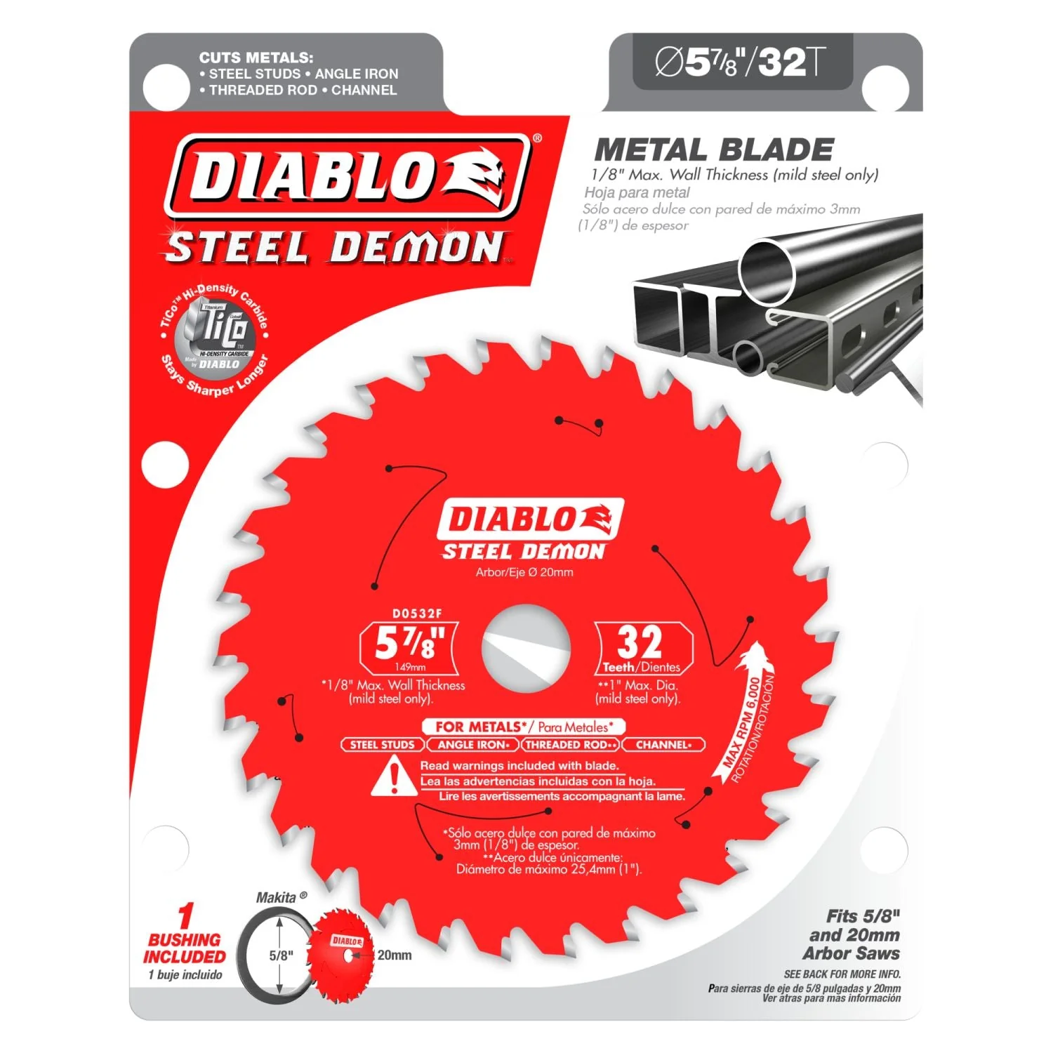 Diablo D0532F 5-7/8-in. x 32-Teeth Steel Demon Saw Blade for Medium Metal - Image 2