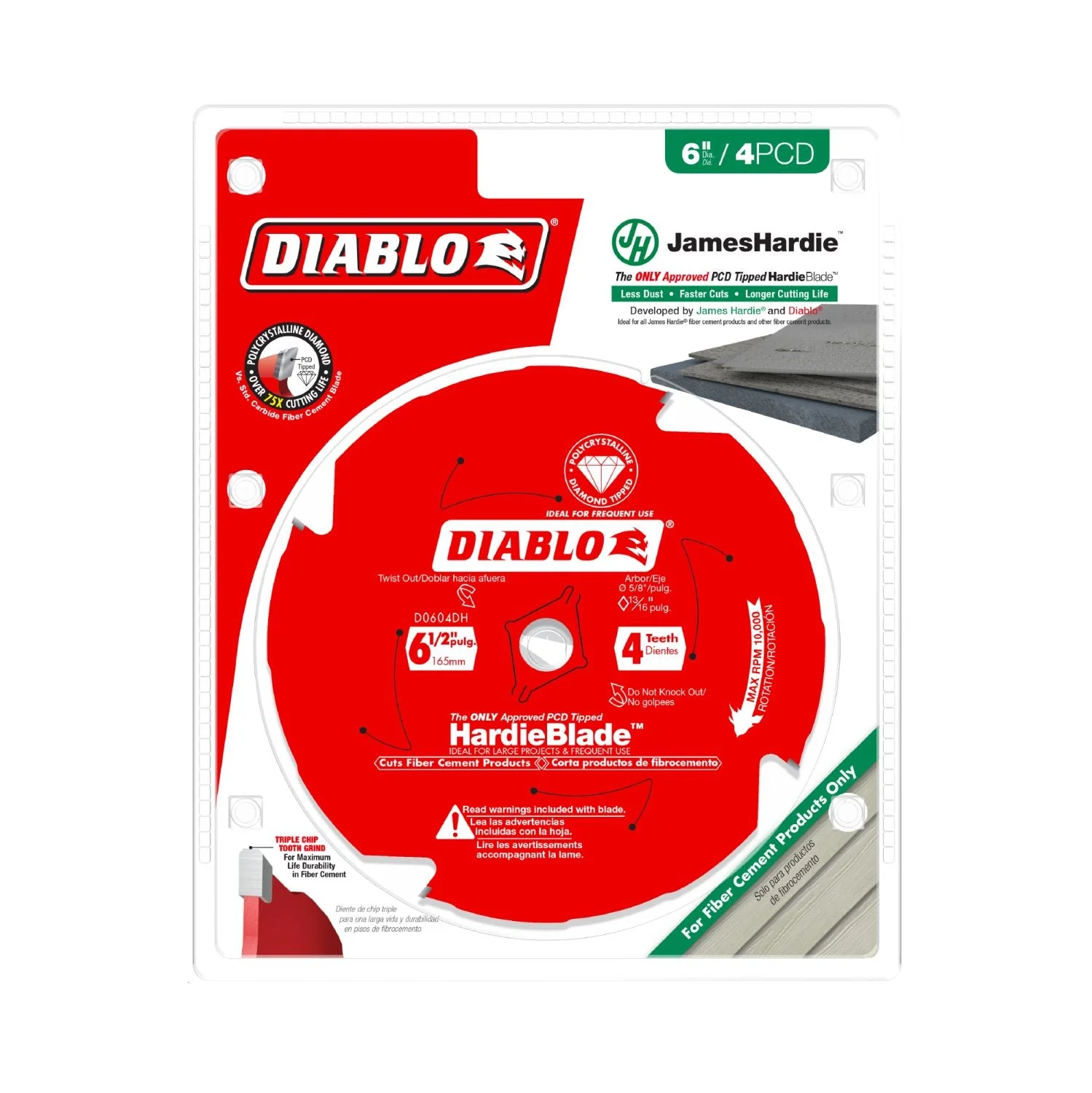 Diablo D0604DH 6-1/2 in. x 4-Tooth  (PCD) Fiber Cement HardieBlade - Image 1