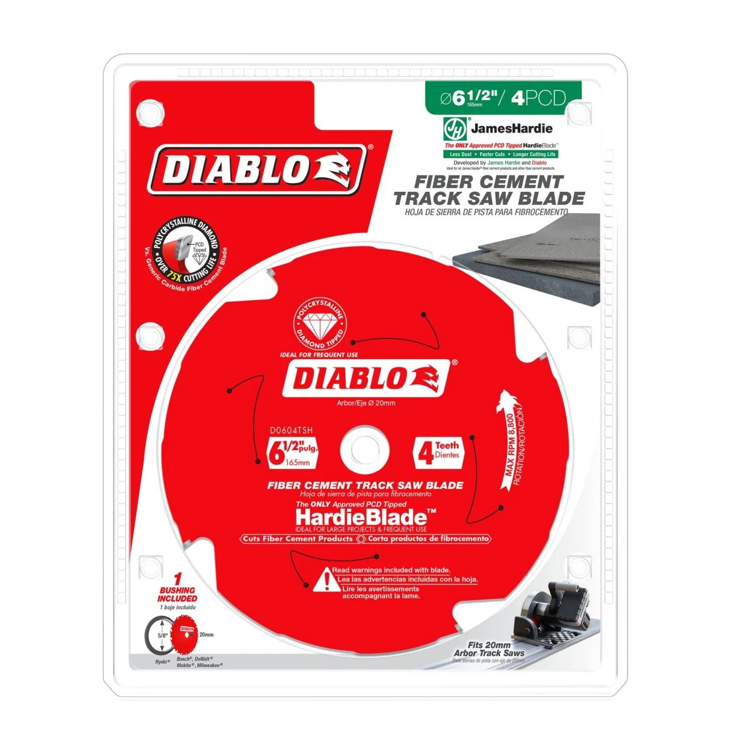 Diablo D0604TSH Diablo 6-1/2-in. 4-Teeth Track Saw Blade for JamesHardie and Fiber Cement - Image 2
