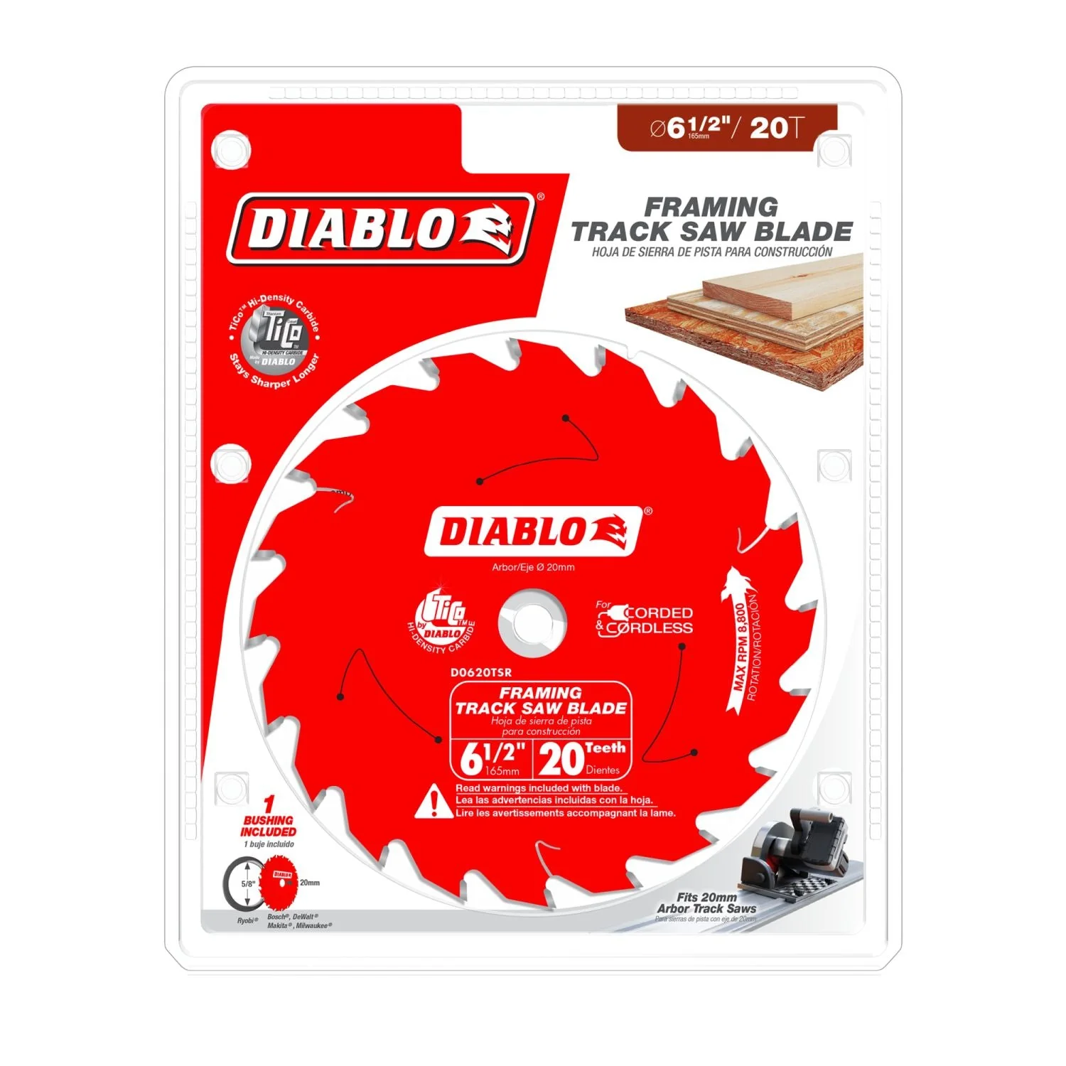 Diablo D0620TSR Diablo 6-1/2-in. 20-Teeth Track Saw Blade for Framing - Image 2