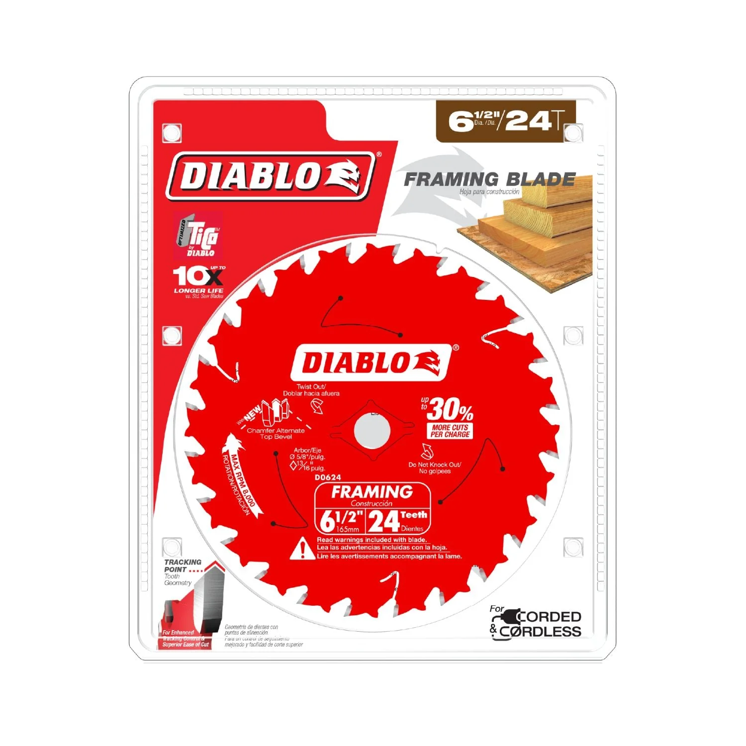 Diablo D0624A 6-1/2-in. x 24-Teeth Framing Saw Blade for Wood - Image 1