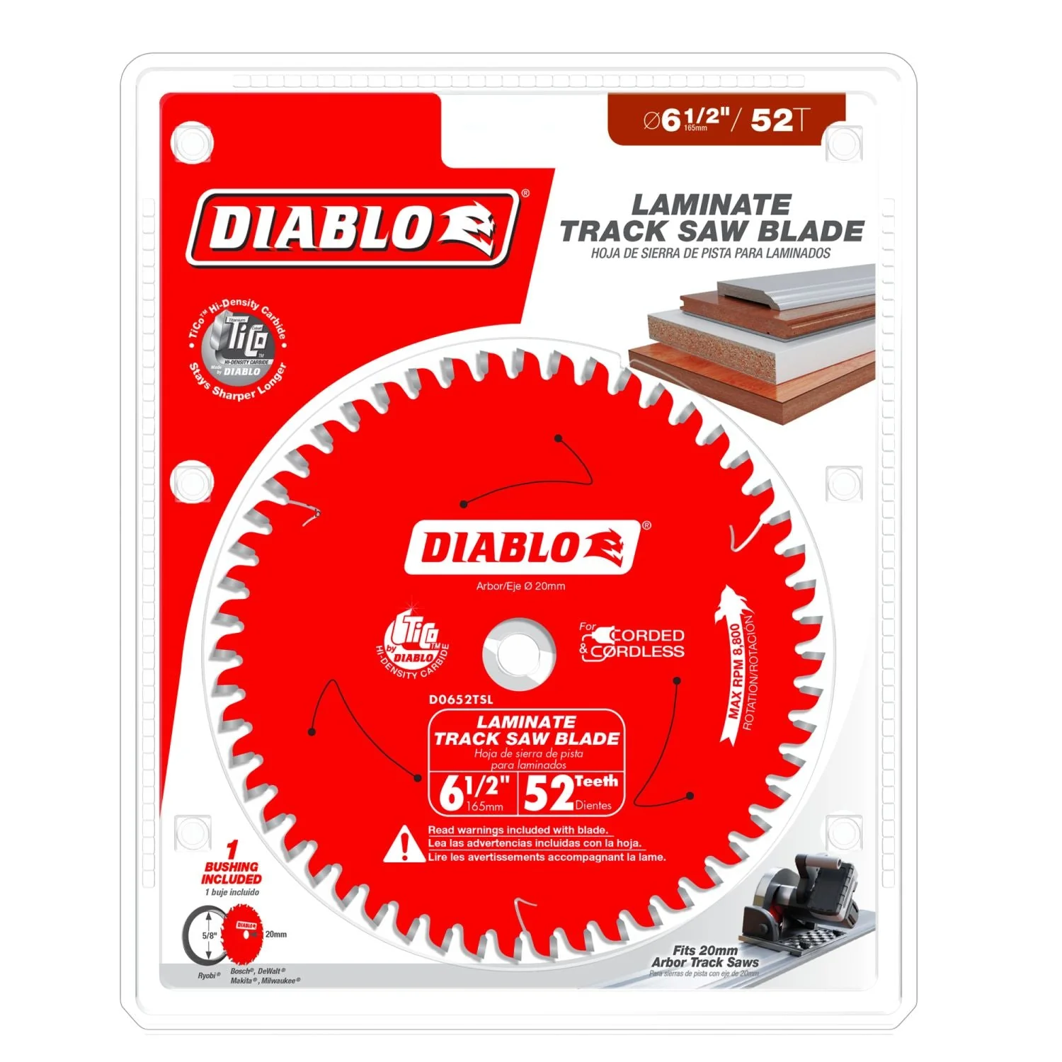 Diablo D0652TSL 6-1/2 in. 52-Teeth Track Saw Blade for Laminate - Image 2