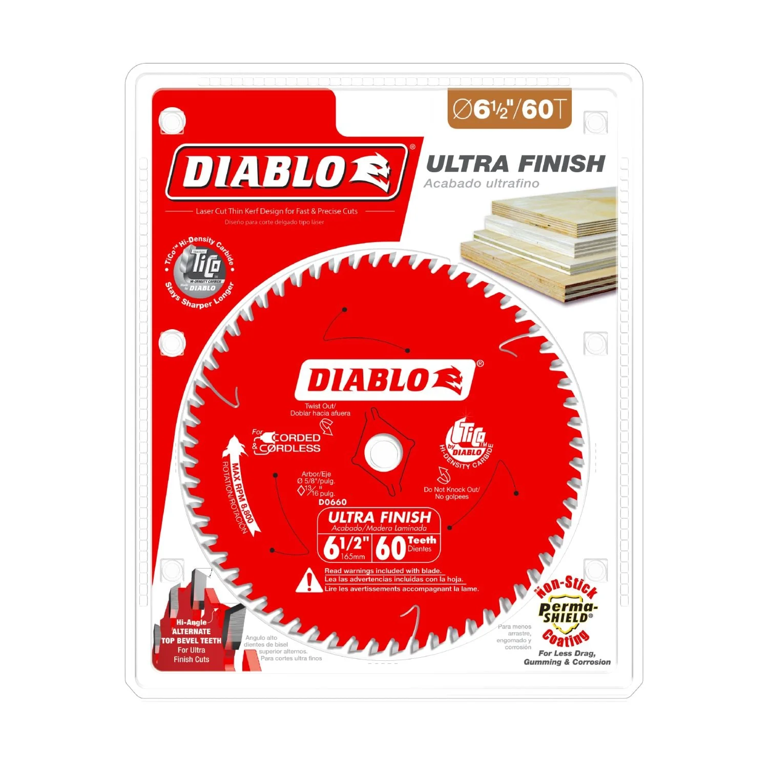 Diablo D0660A 6-1/2 in. x 60-Tooth  Ultra Finish Saw Blade - Image 1