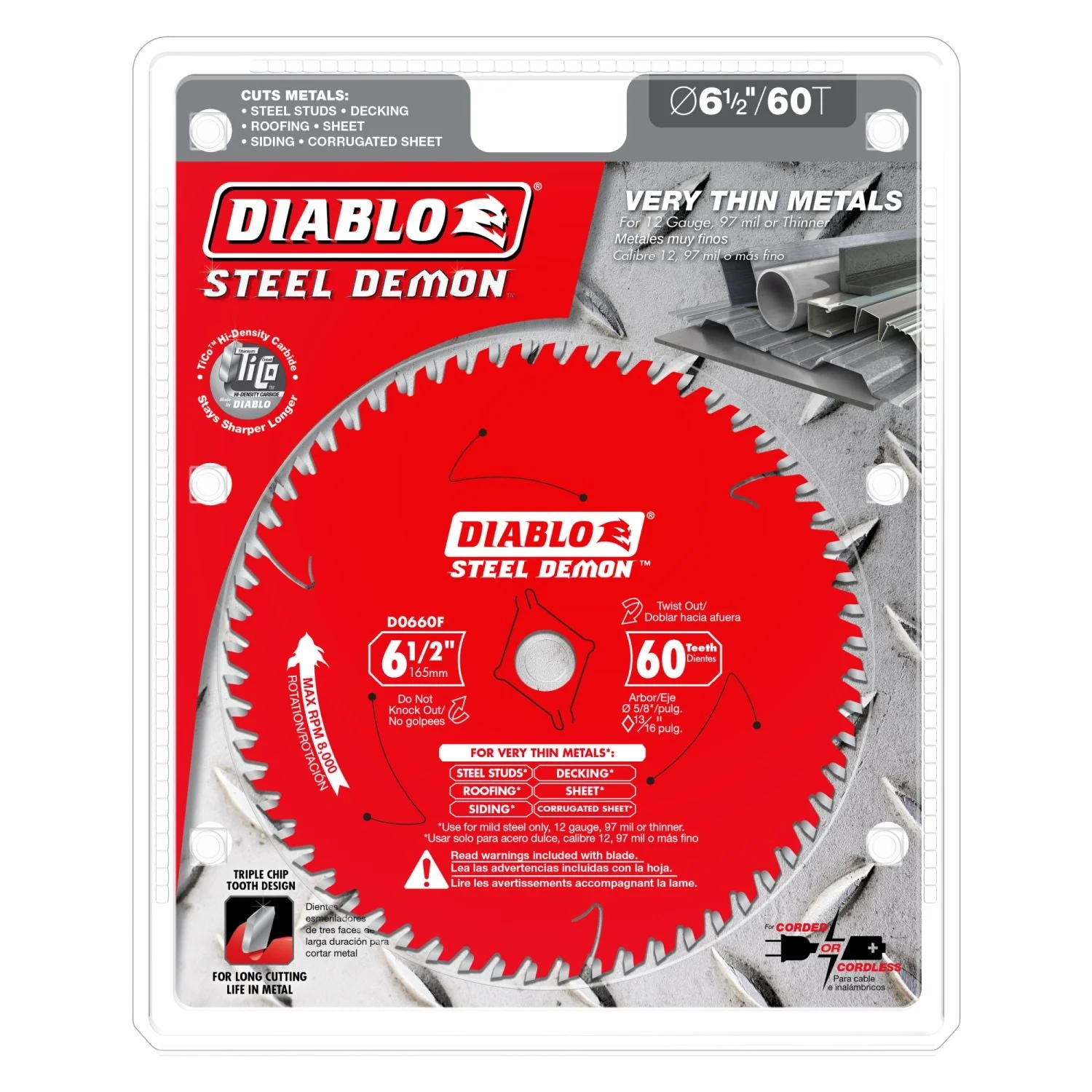 Diablo D0660F 6-1/2 in. x 60 Tooth Steel Demon Saw Blade for Thin Metal - Image 2