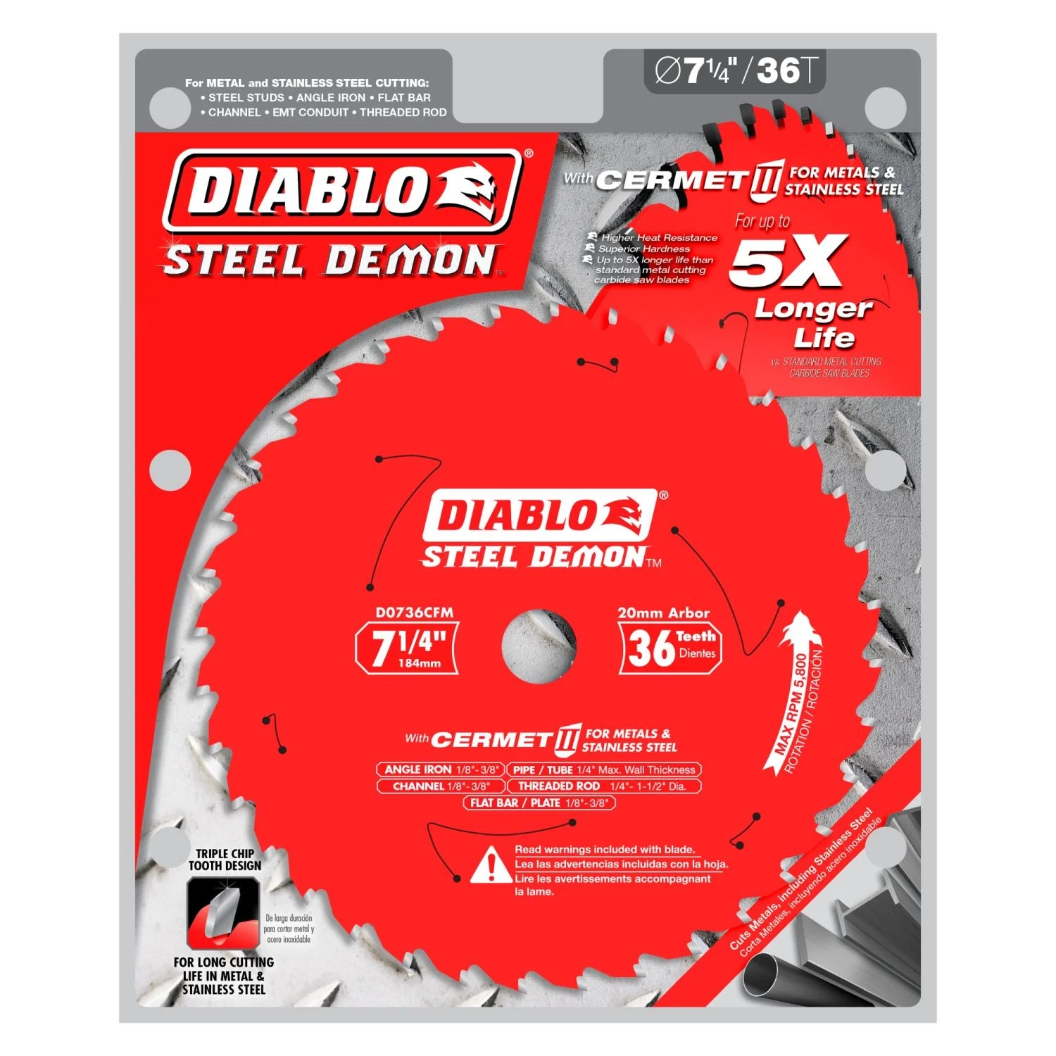 Diablo D0736CFM 7 in. x 36-Tooth  Steel Demon Cermet II Saw Blade for Thick Metal - Image 2