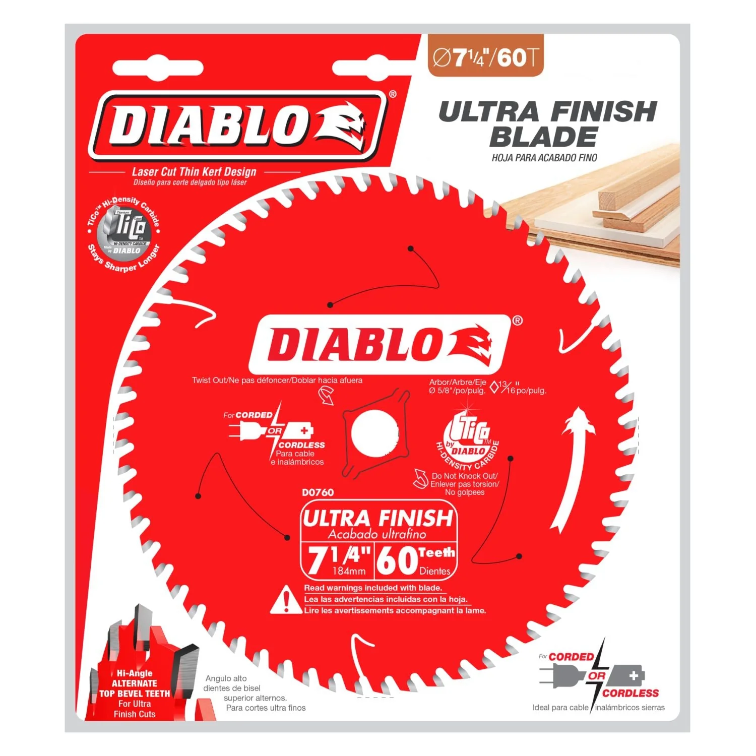 Diablo D0760A 7-1/4 in. x 60-Tooth  Ultra Finish Saw Blade - Image 1