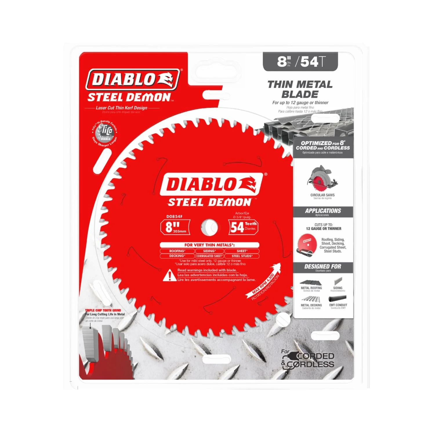 Diablo D0854F 8 in. x 54-Tooth  Steel Demon Saw Blade for Thin Metal - Image 2
