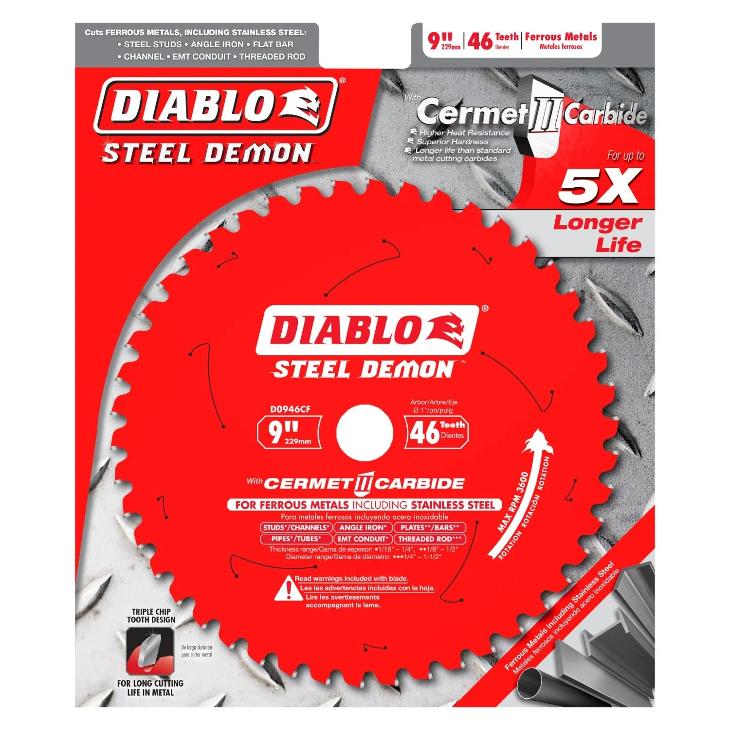 Diablo D0946CF 9 in. x 46-Tooth  Steel Demon Cermet Metal and Stainless Steel Cutting Saw Blade - Image 1