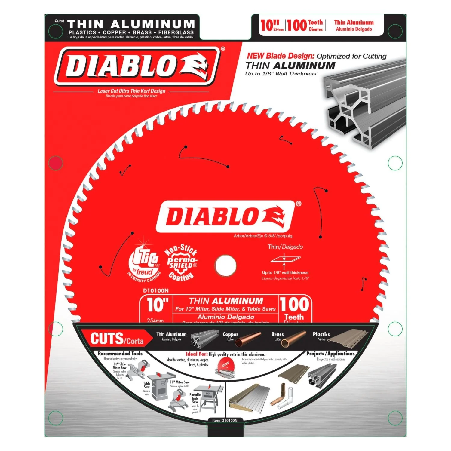 Diablo D10100N 10-in. x 100-Teeth Saw Blade for Thin Aluminum - Image 1