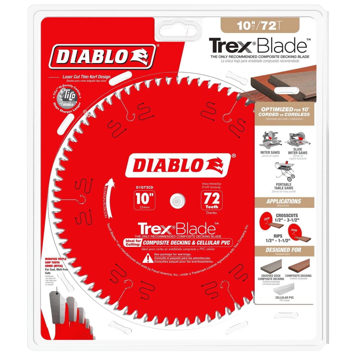 Diablo D1072CD 10-in. x 72-Teeth TrexBlade Saw Blade for Composites and Plastic - Image 1