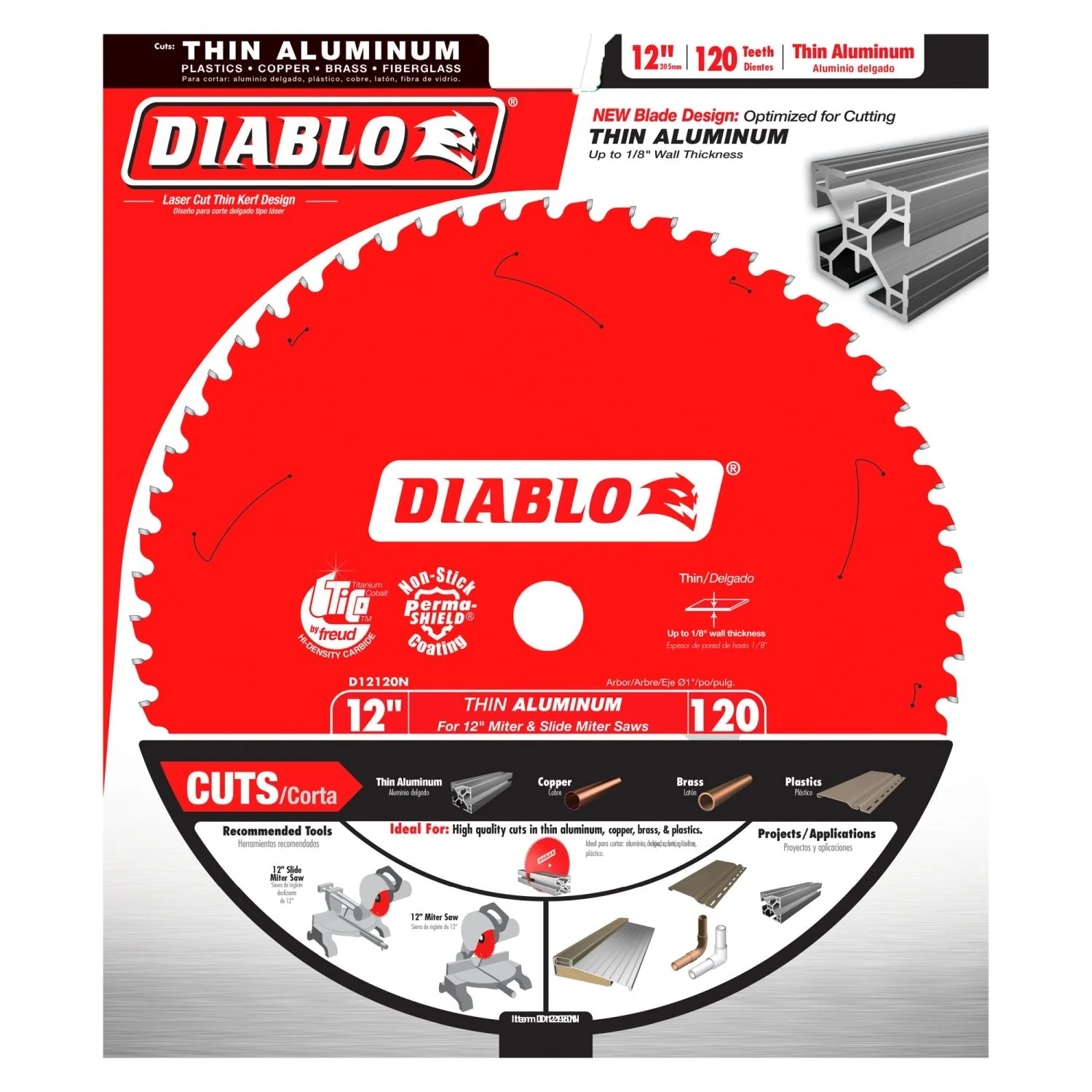 Diablo D12120N 12-in. x 120-Teeth Aluminum Saw Blade for Thin Non-Ferrous Metal - Image 1