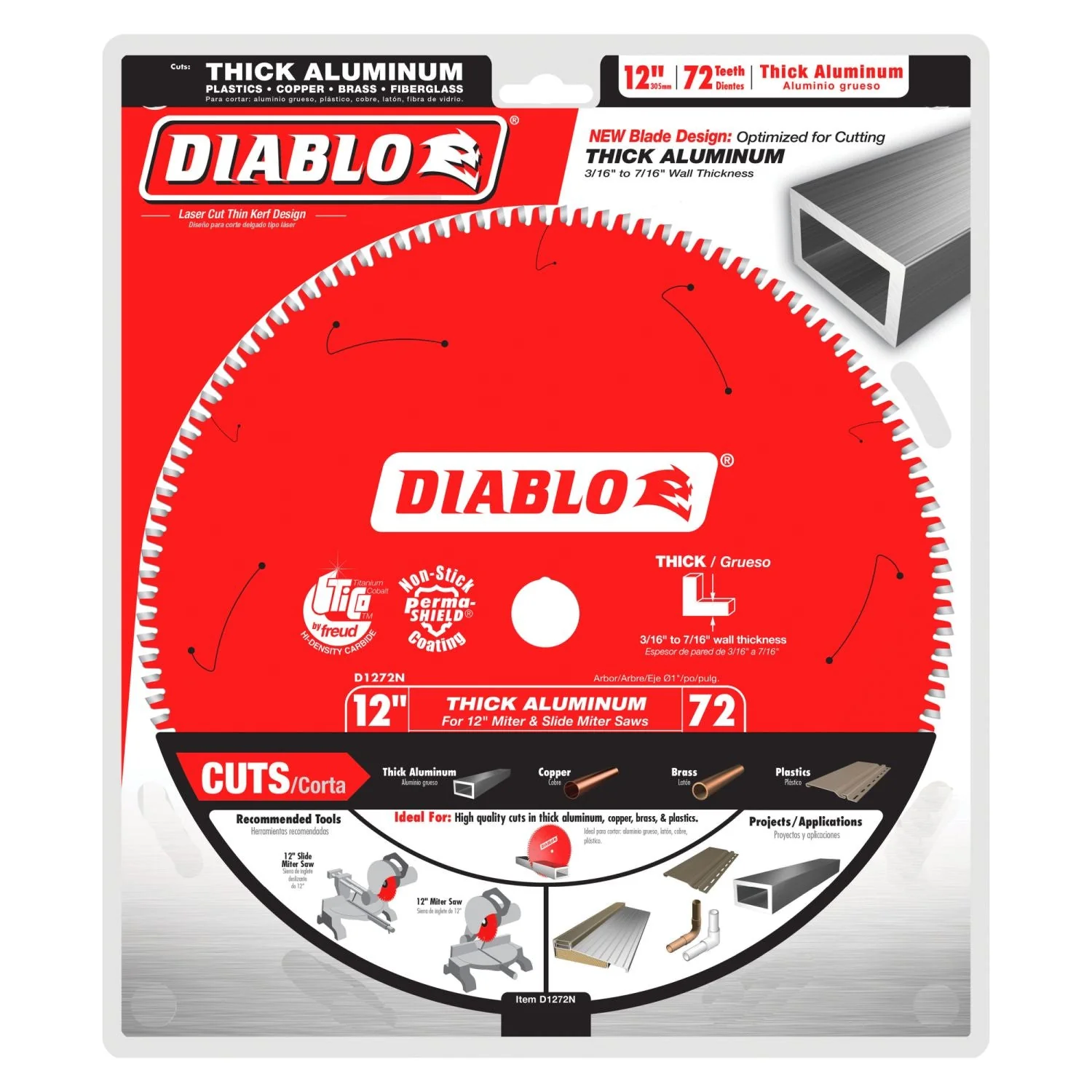 Diablo D1272N 12-in. x 72-Teeth Saw Blade for Thick Aluminum - Image 1