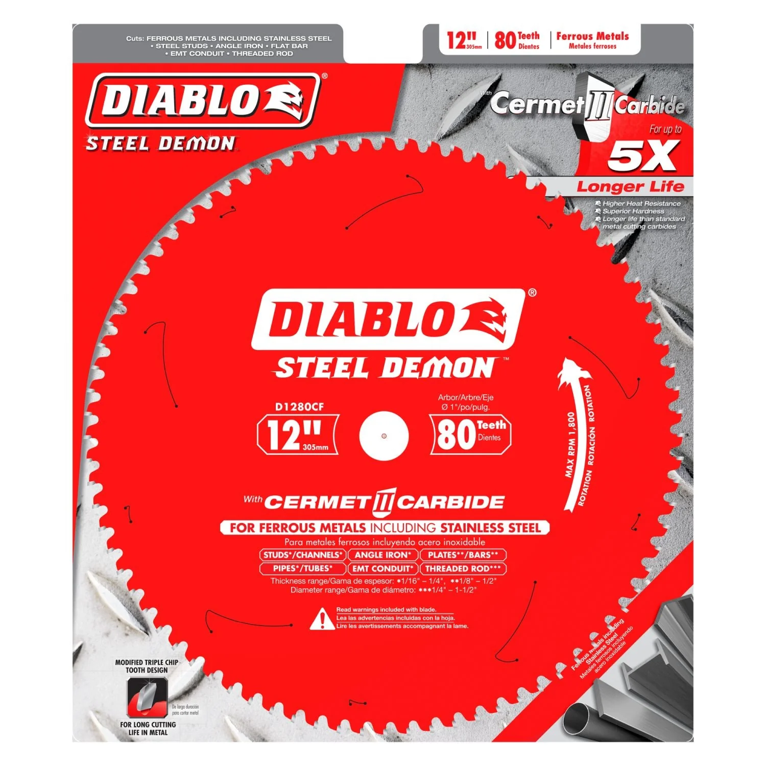 Diablo D1280CF 12 in. x 80-Tooth  Steel Demon Cermet Metal and Stainless Steel Cutting Saw Blade - Image 1