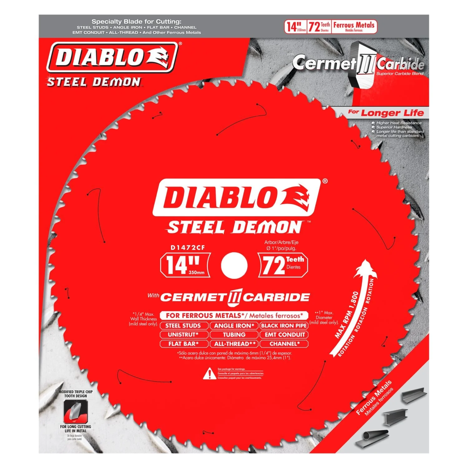 Diablo D1472CF 14 in. x 72-Tooth  Steel Demon Cermet Metal and Stainless Steel Cutting Saw Blade - Image 1