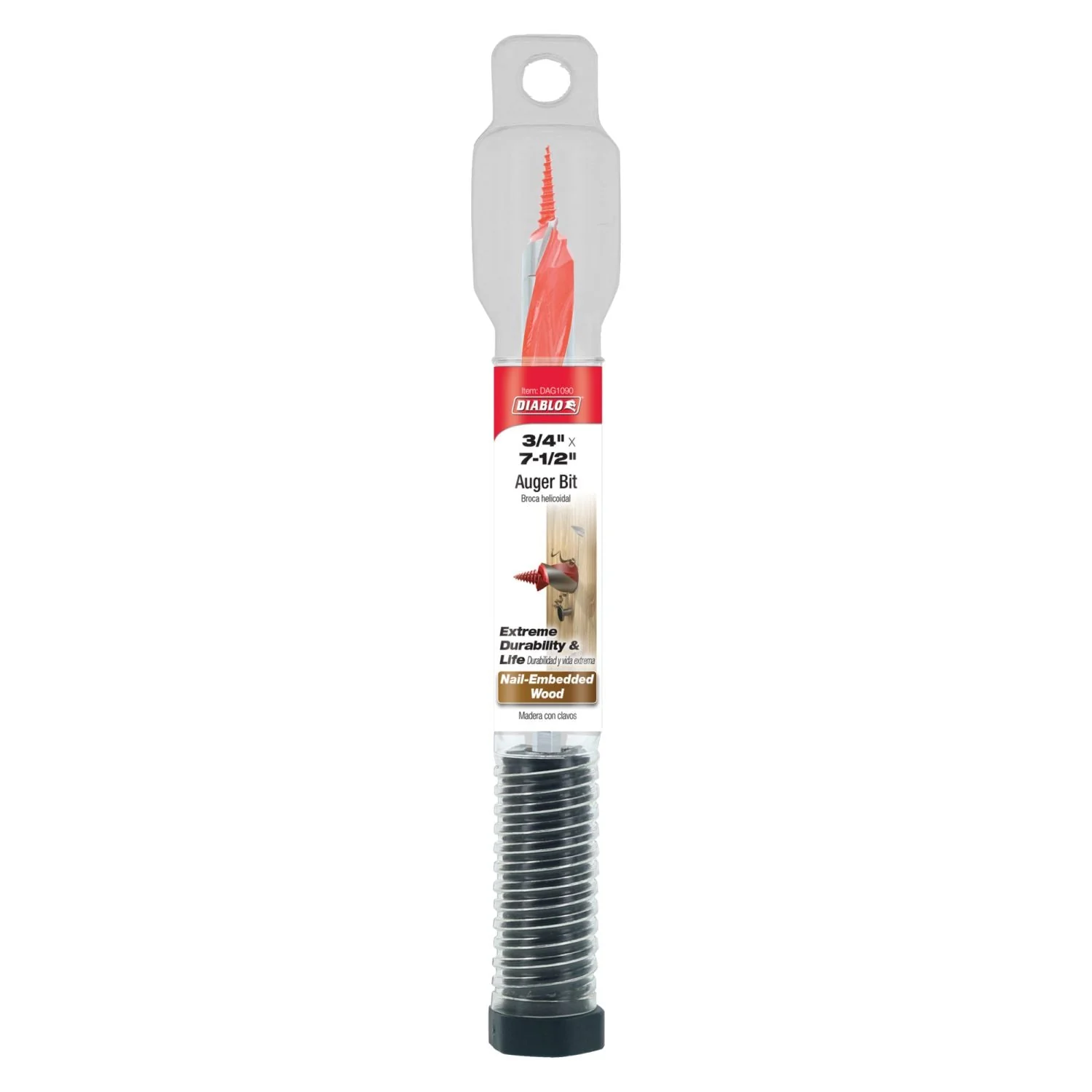 Diablo DAG1090 3/4-in. x 7-1/2-in. Auger Bit for Wood & Nail-Embedded Wood - Image 1