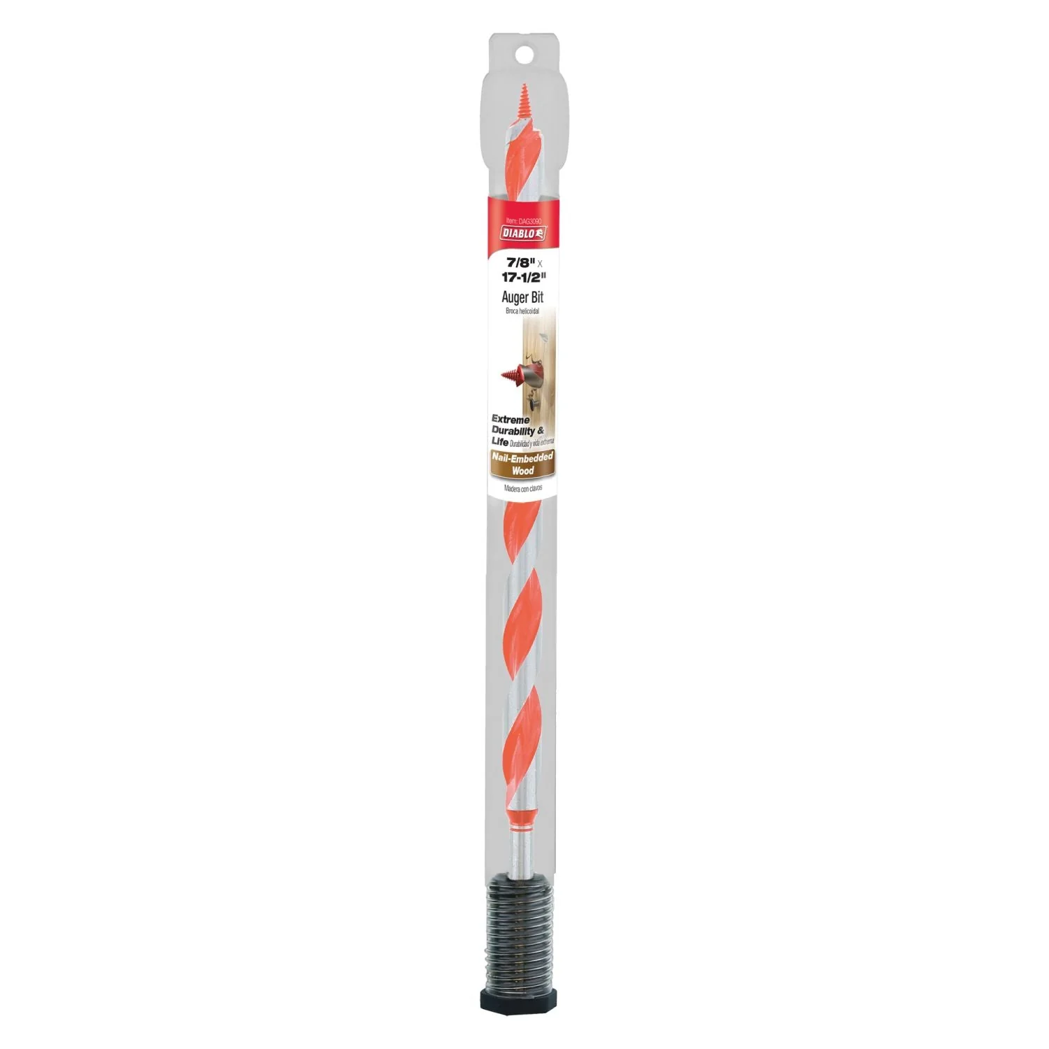 Diablo DAG3090 7/8-in. x 17-1/2-in. Auger Bit for Wood & Nail-Embedded Wood - Image 1
