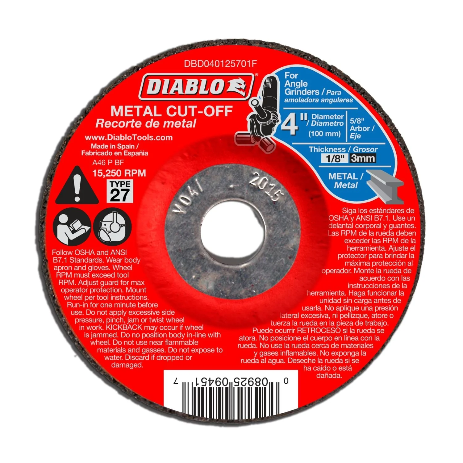 Diablo DBD040125701F 4 Inch Metal Cut Off Disc – Type 27