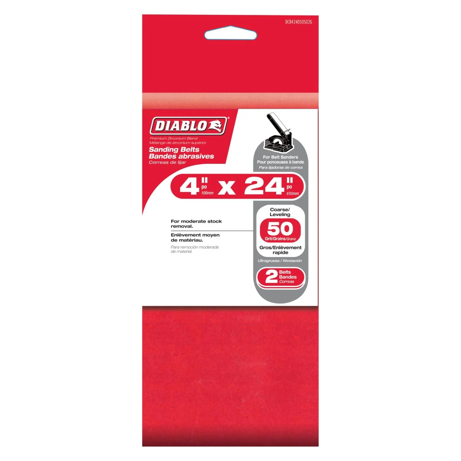 Diablo DCB424050S02G 4-in. x 24-in. 50-Grit Sanding Belts, 2-Pack