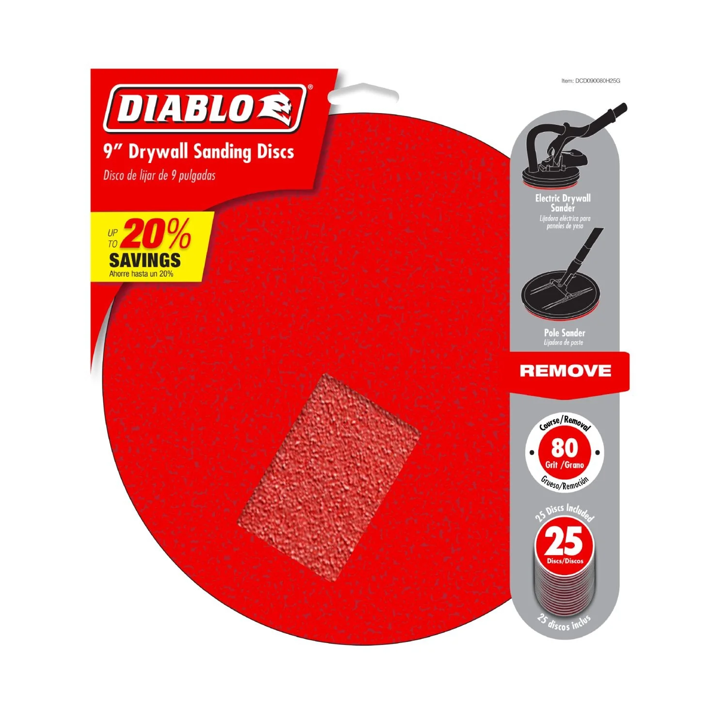 Diablo DCD090080H25G 9 in. 80 Grit Hook & Lock ROS Sanding Discs for Drywall (25-Pack) - Image 2