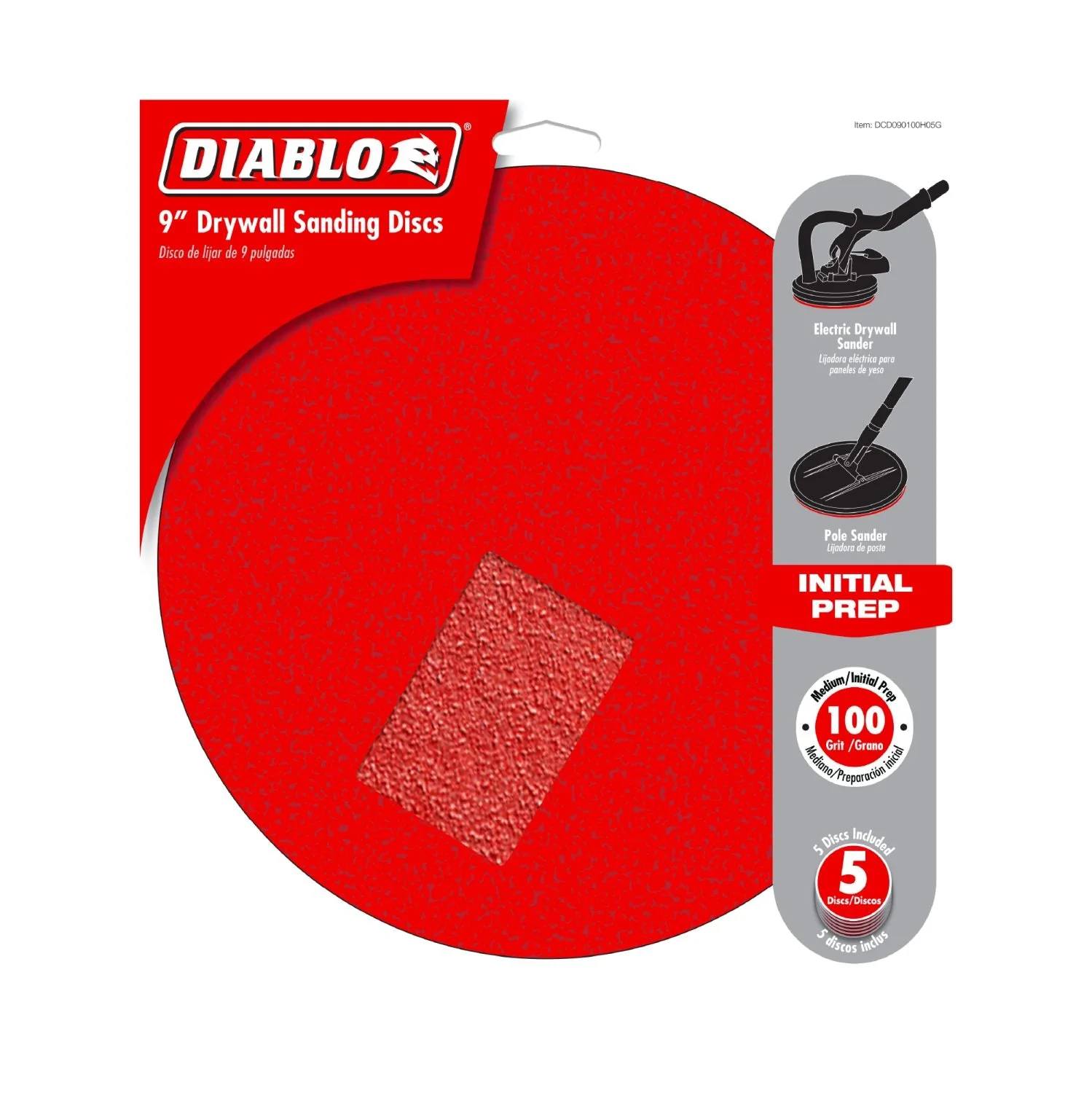 Diablo DCD090100H05G 9 in. 100 Grit Hook & Lock ROS Sanding Discs for Drywall (5-Pack) - Image 2