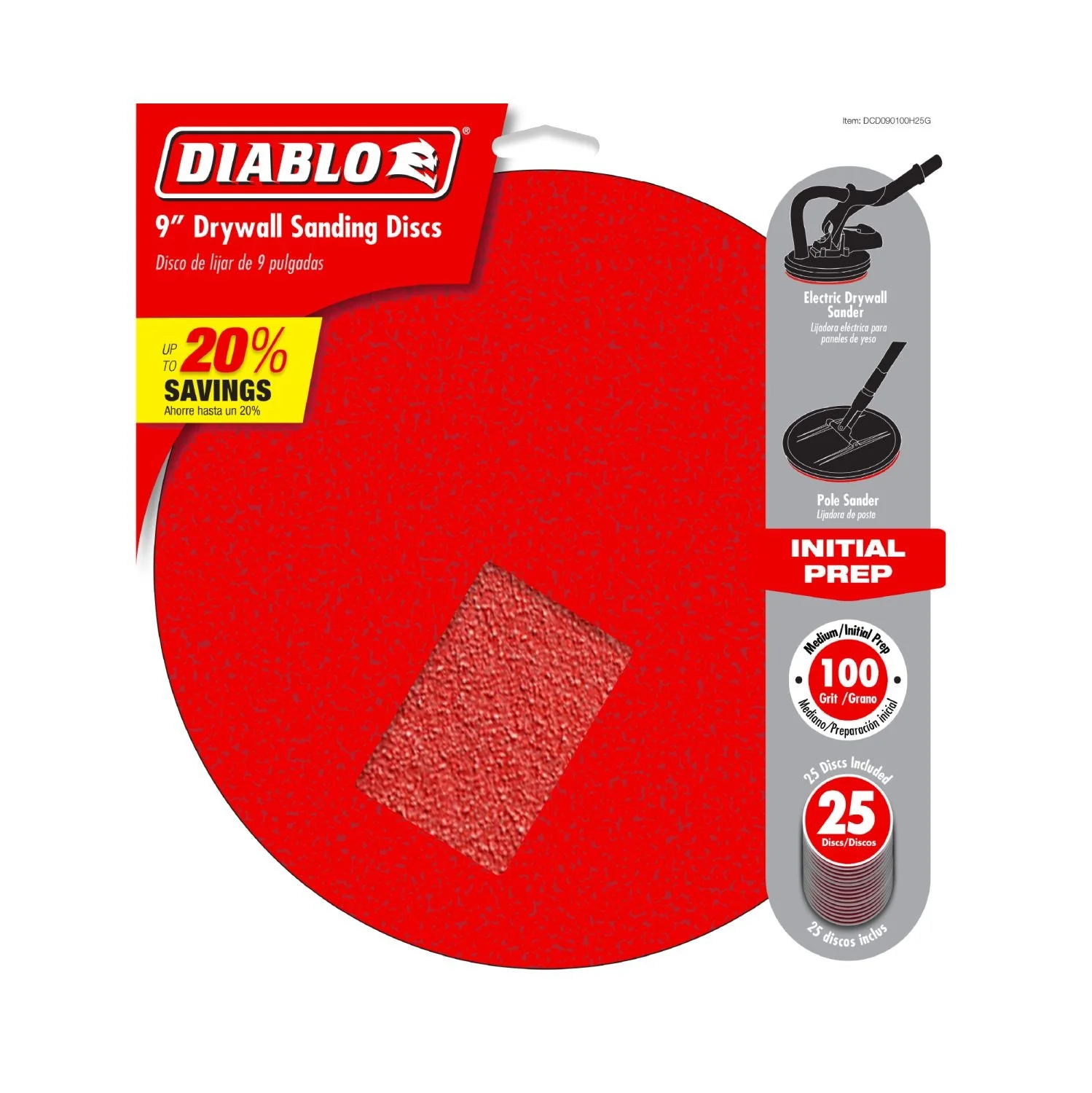 Diablo DCD090100H25G 9 in. 100 Grit Hook & Lock ROS Sanding Discs for Drywall (25-Pack) - Image 2