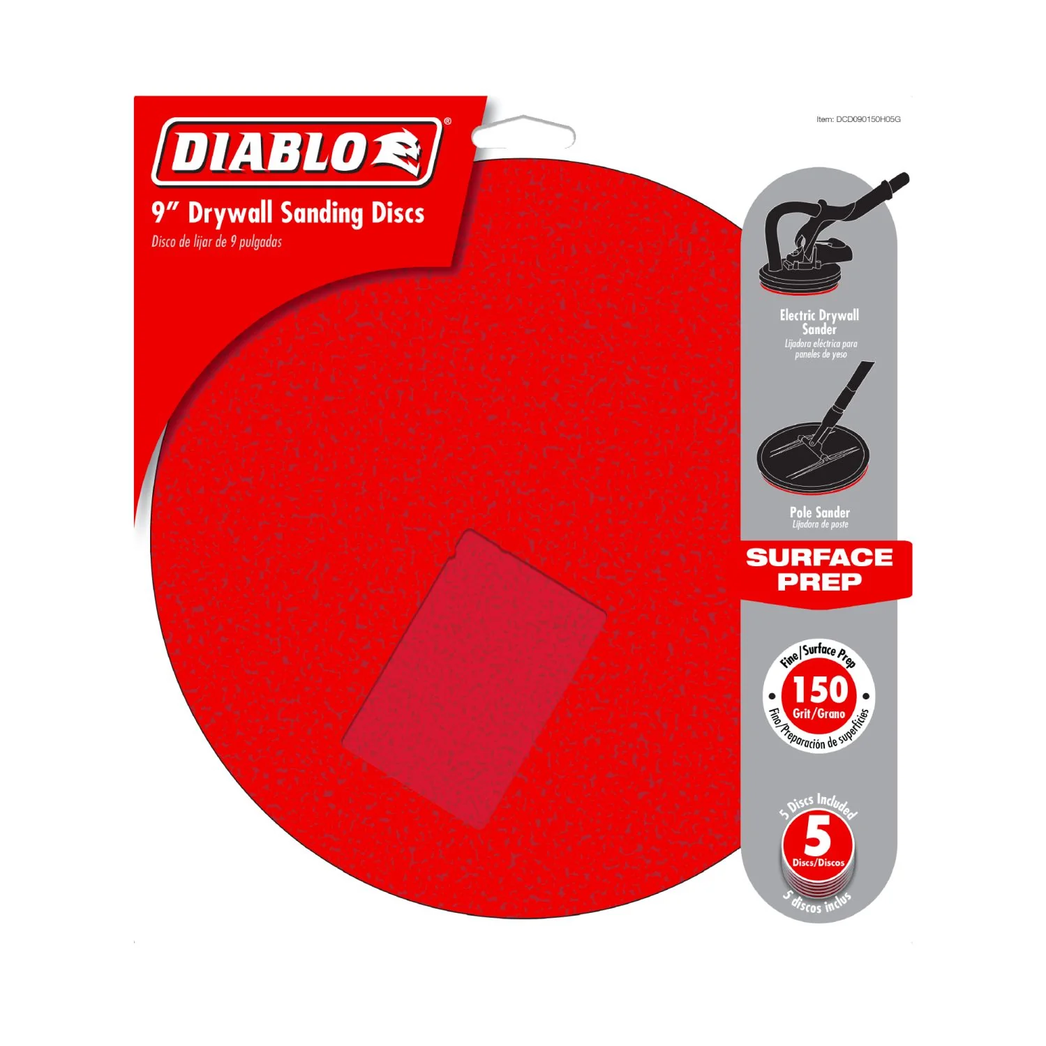 Diablo DCD090150H05G 9 in. 150 Grit Hook & Lock ROS Sanding Discs for Drywall (5-Pack) - Image 2